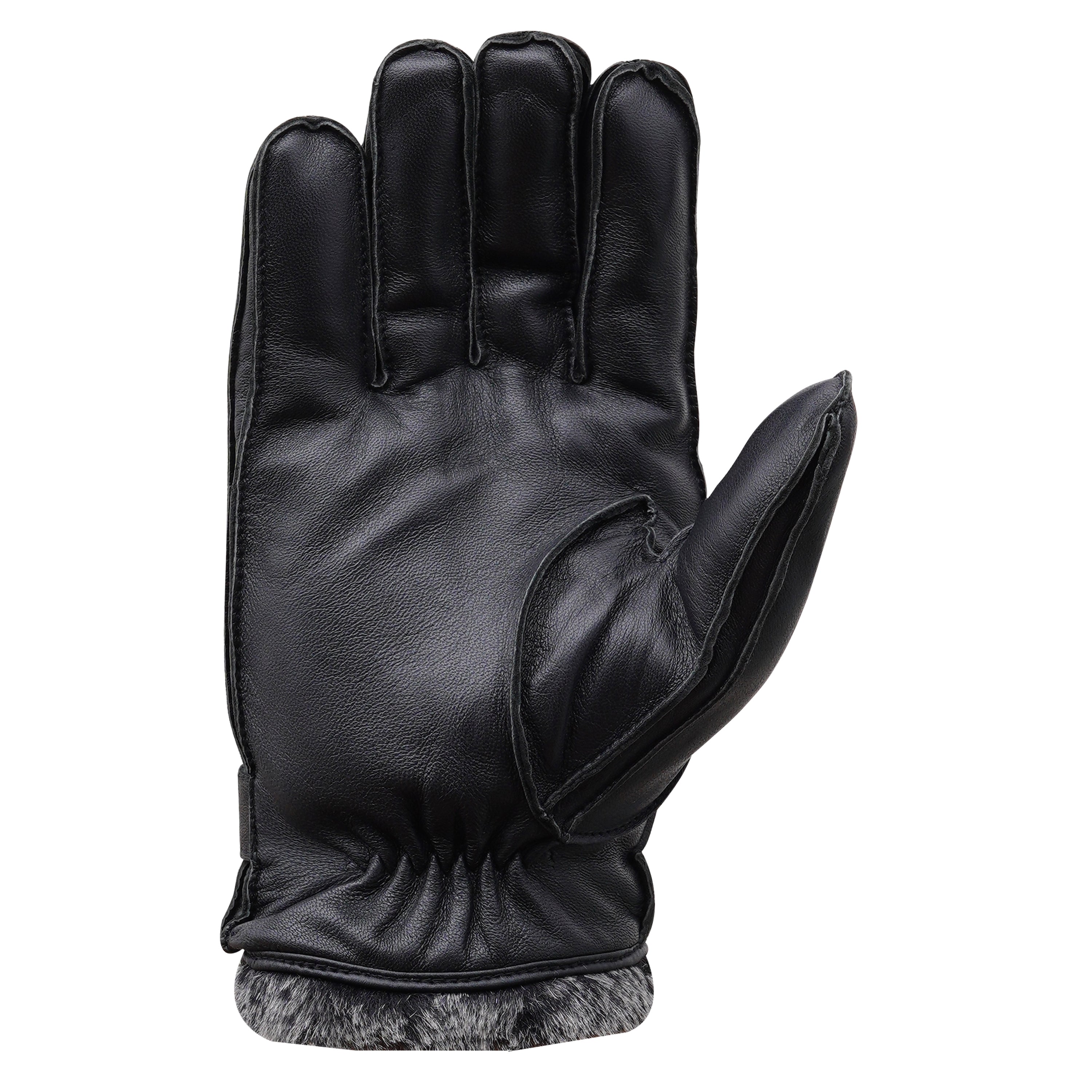 Men's Classic Black Leather Winter Glove with Fur Lining
