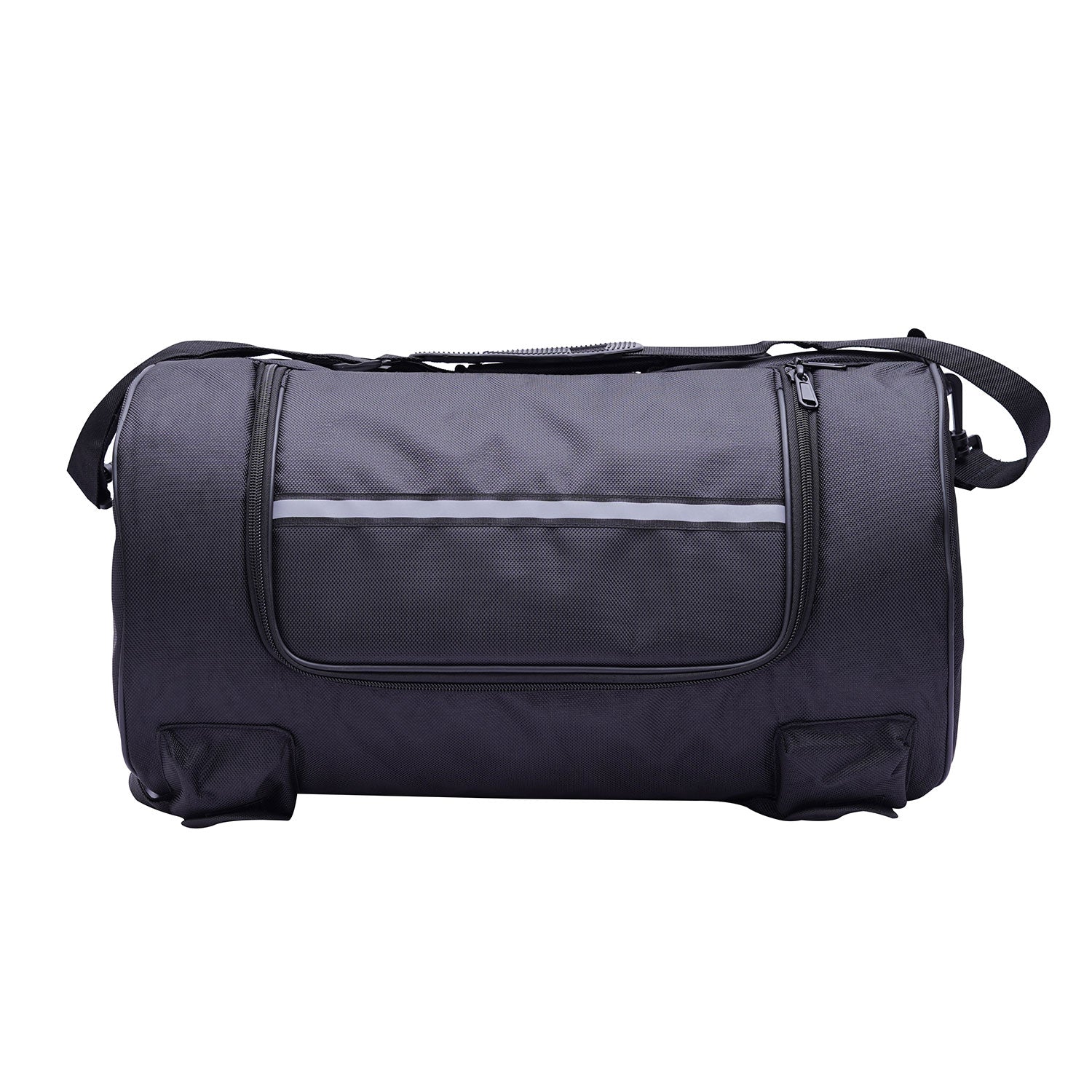 Black Motorcycle Travel Tail Roll Bag Textile Reflector