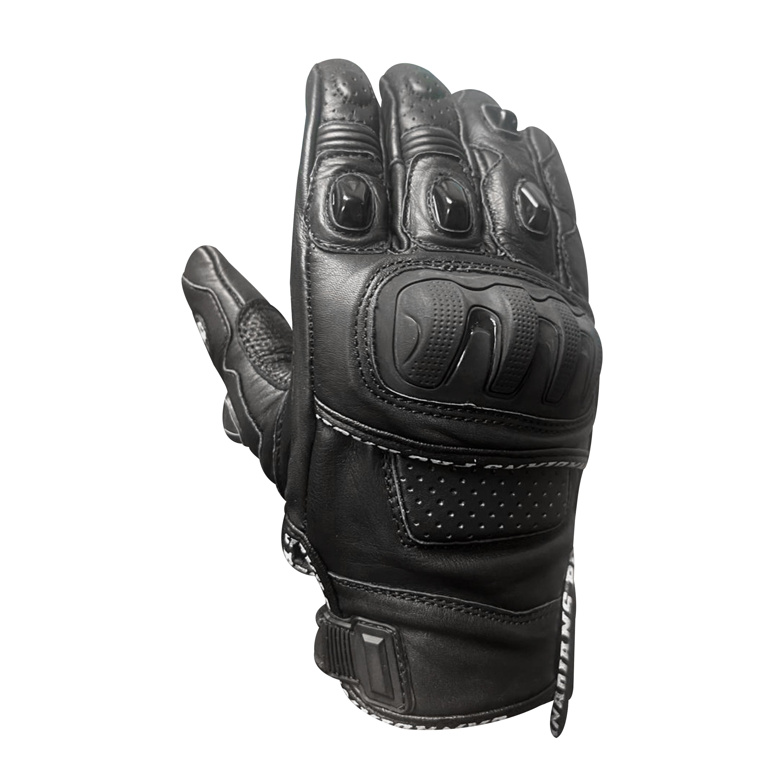 Men's Black Leather Motorcycle Gloves