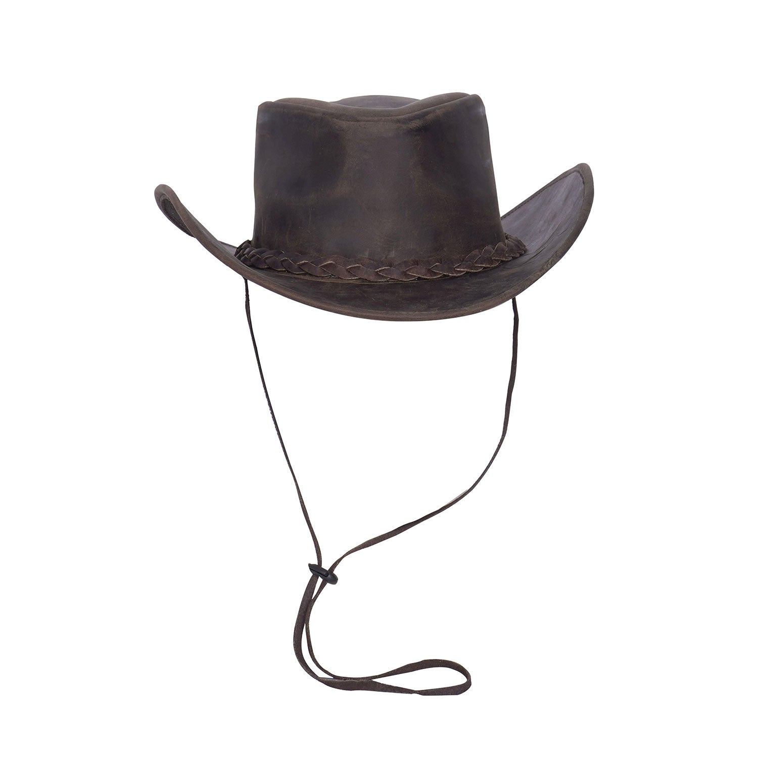 Unisex Vintage Skipper Leather Cowboy Aussie Outback Hat