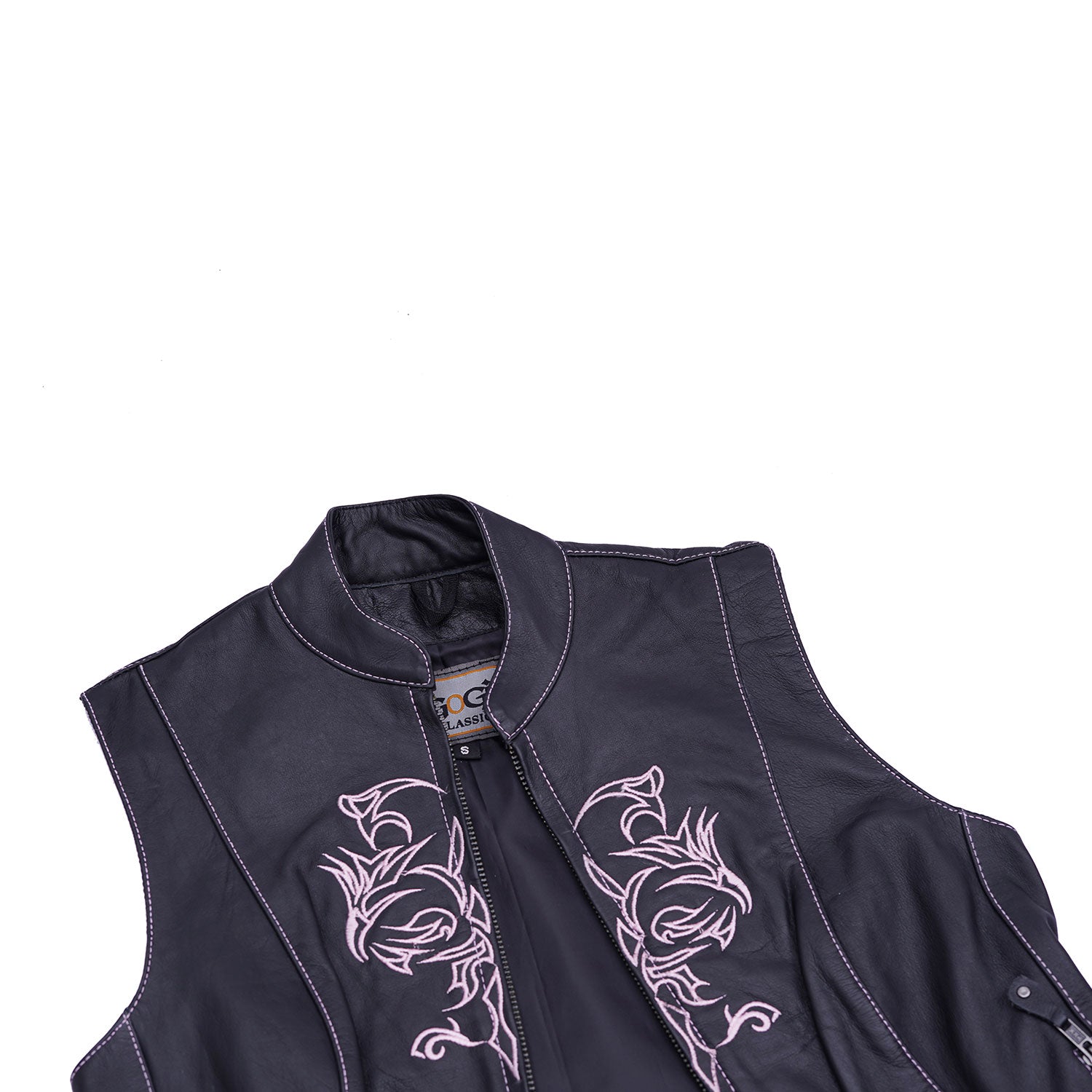 Women Sleeveless Motorcycle Leather Vest Lady Rider