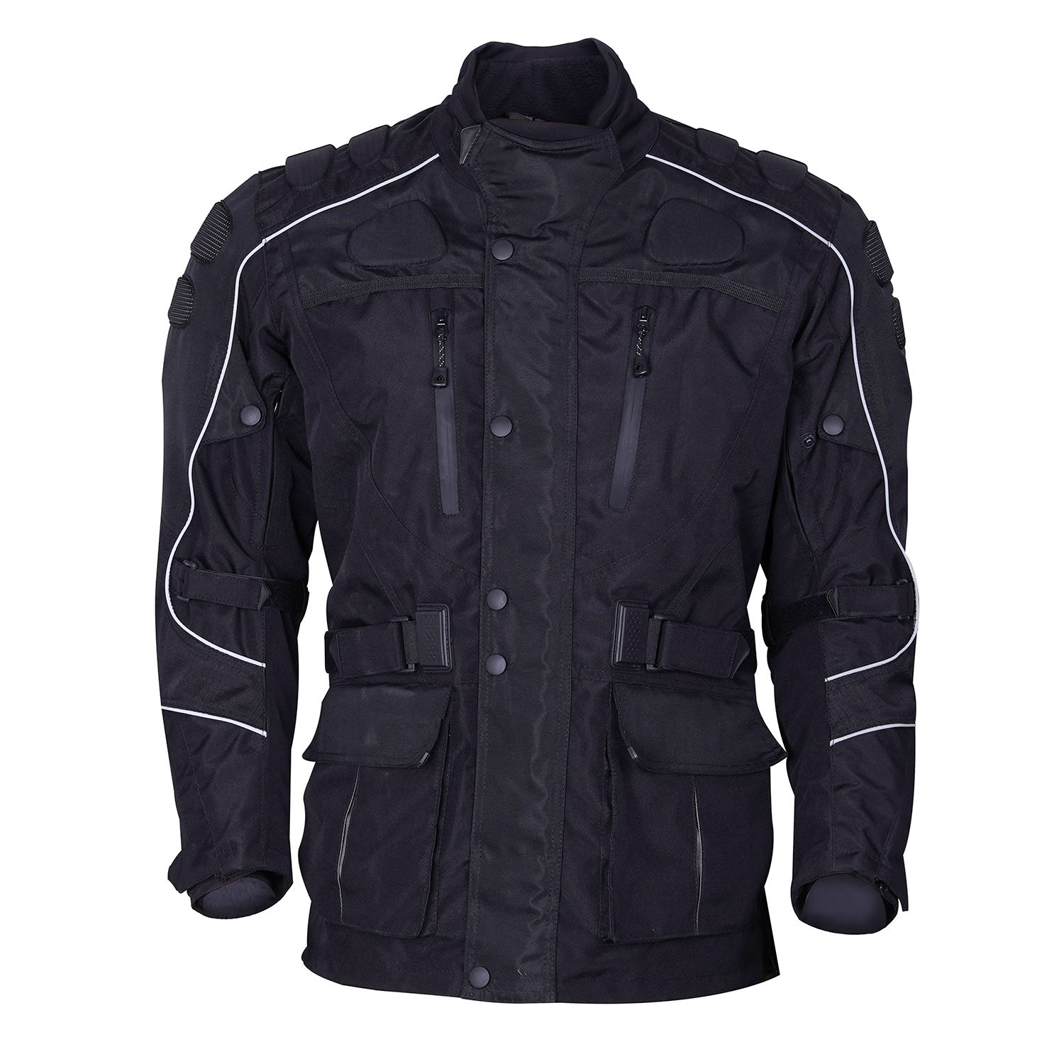 Men's Touring Black Adventure Motorcycle Jacket Long Length Armored