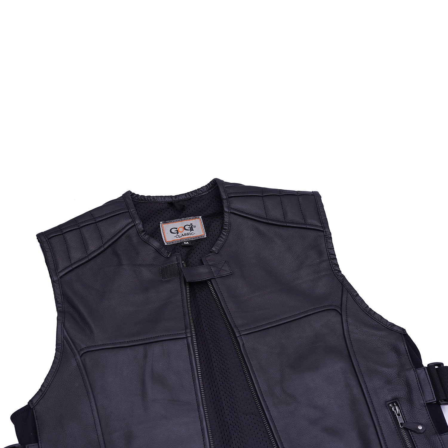 Vest Swat Style Motorcycle and Fashion Leather Sleeveless