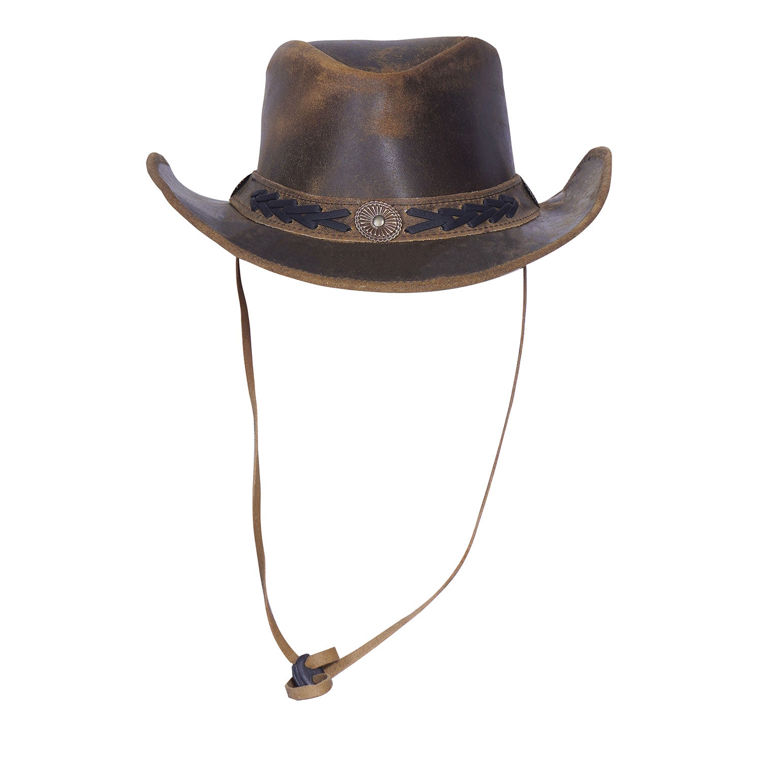 Unisex Vintage Leather Cowboy Aussie Outback Hat