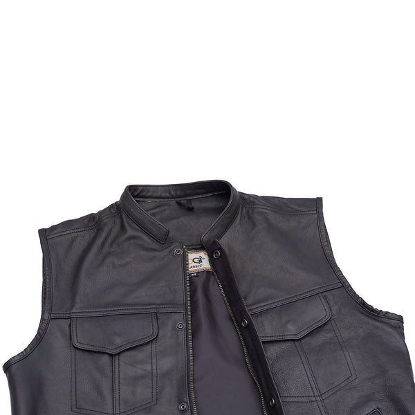 Leather Men's Vest Club Style Motorcycle Rider *Best Seller