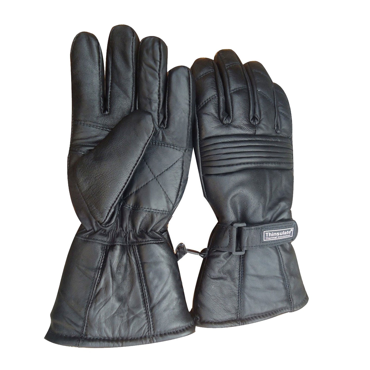 Insulated Black Leather Winter Gloves