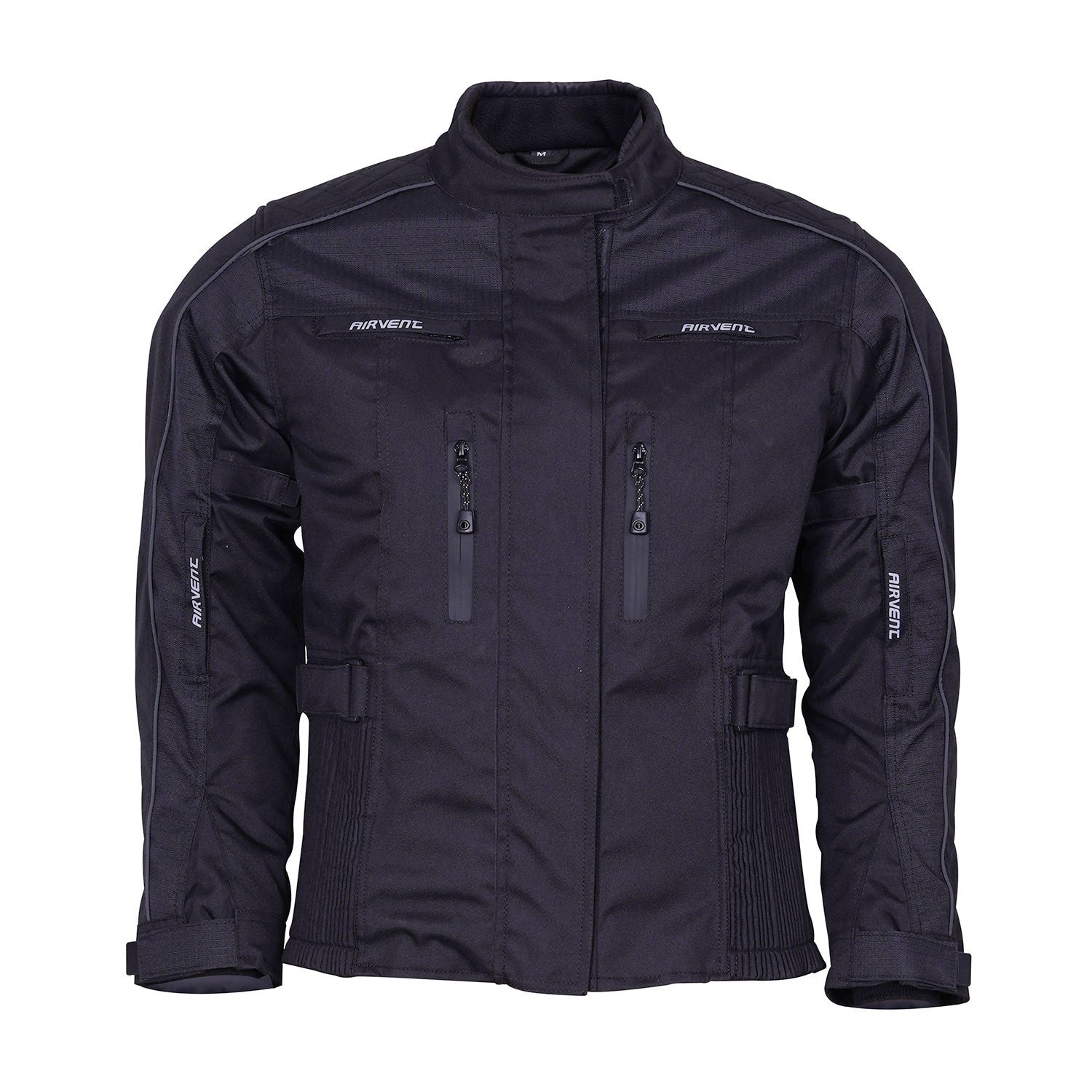 Ladies All Black Adjustable Vents Motorcycle Jacket Lady Rider