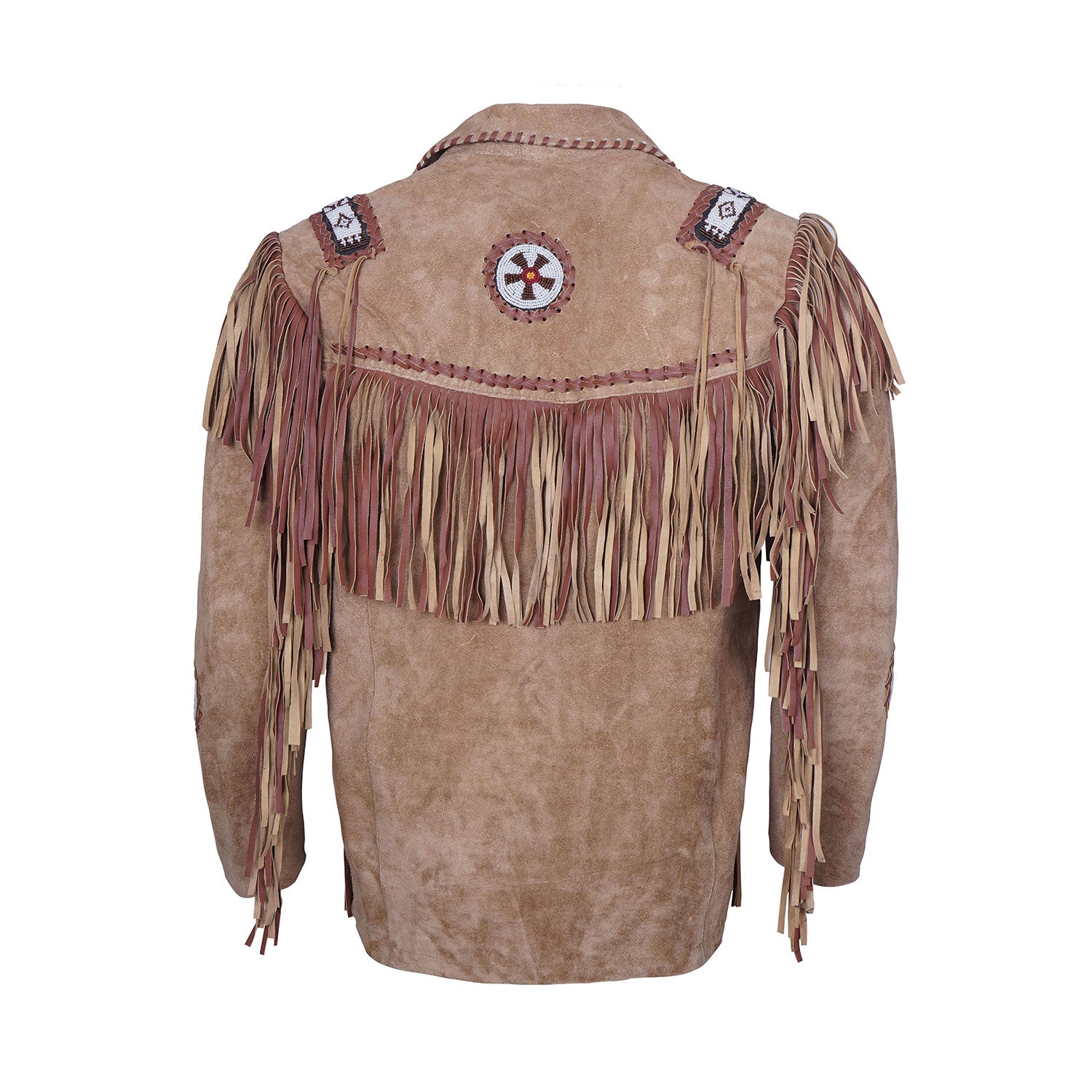 Men's Western Cowboy Leather Suede Fringed Jacket Native