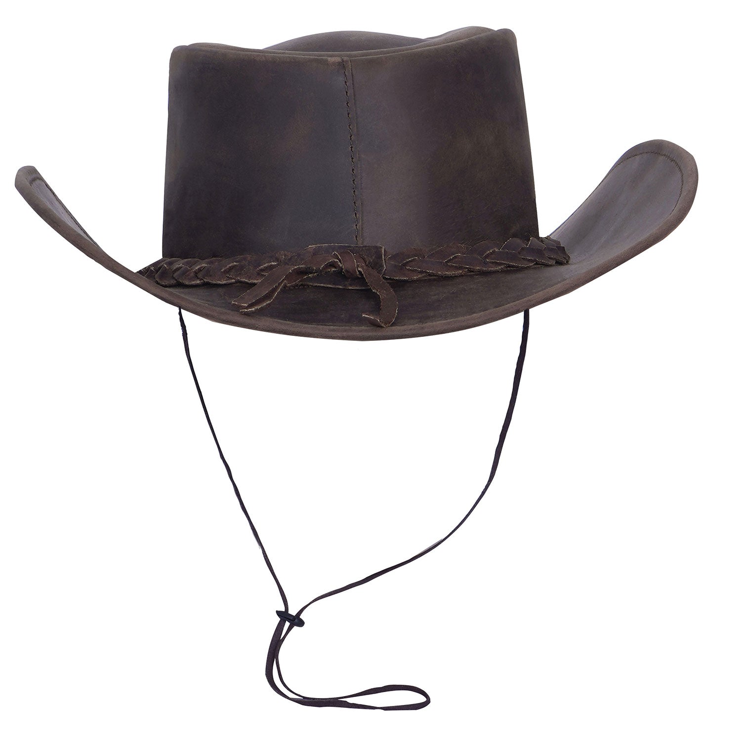 Unisex Vintage Skipper Leather Cowboy Aussie Outback Hat