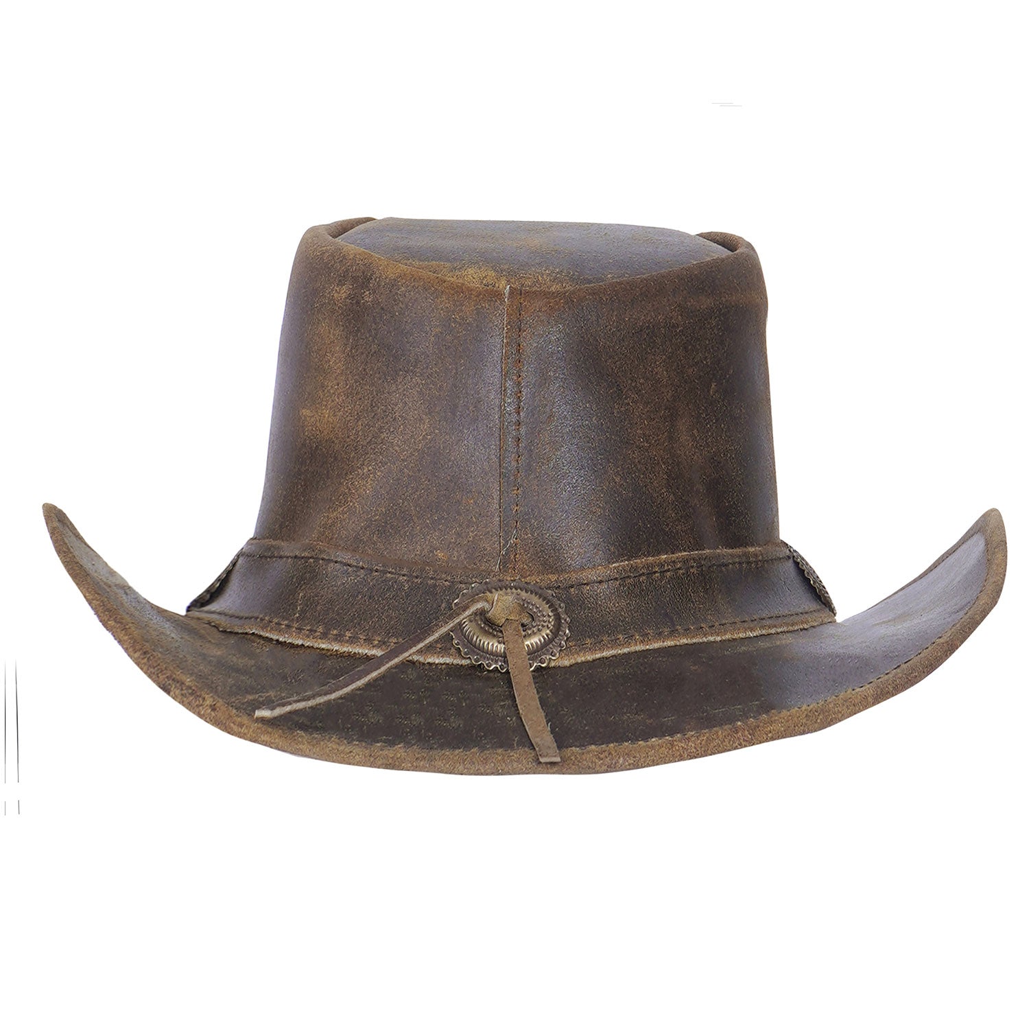 Unisex Vintage Leather Cowboy Aussie Outback Hat