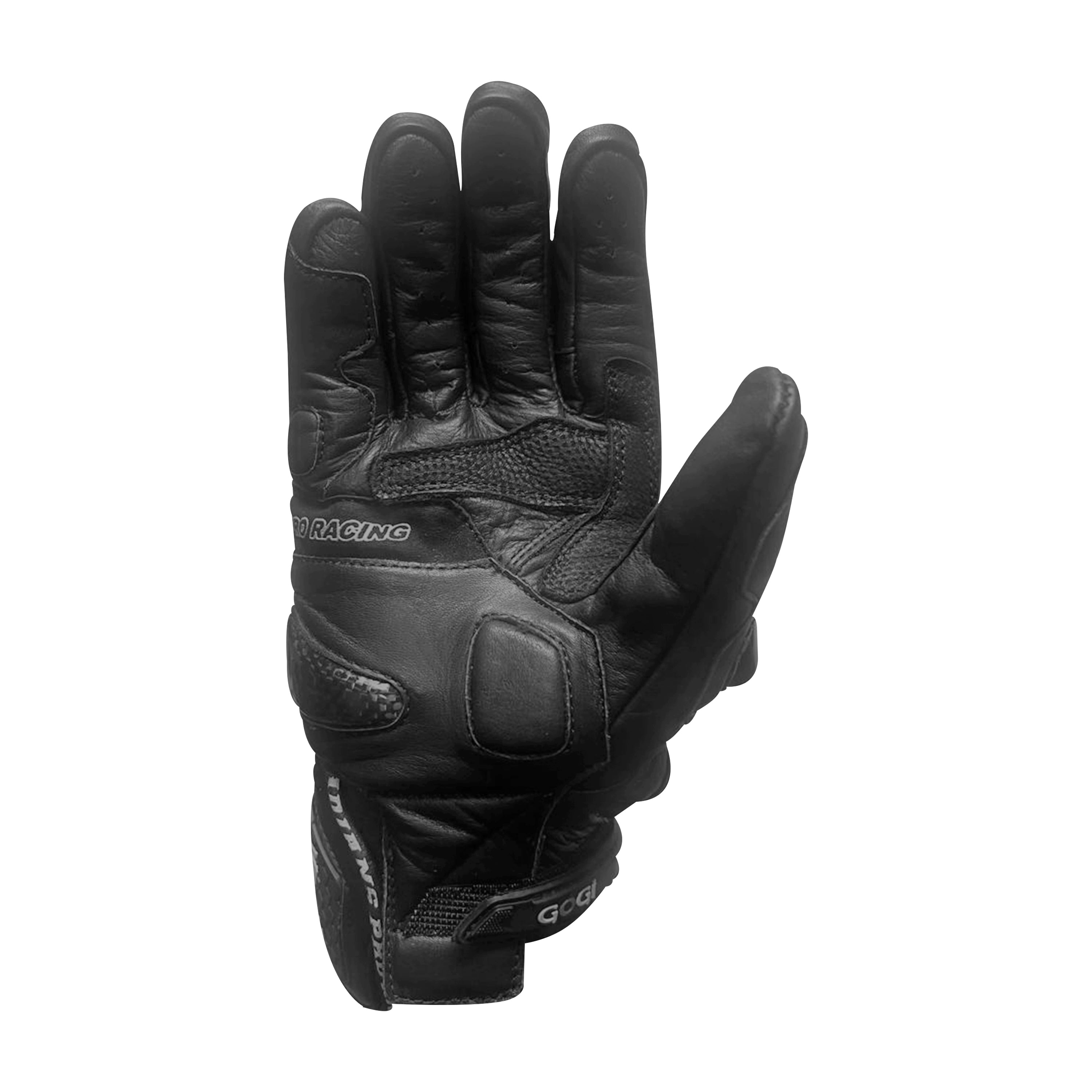 Men's Black Leather Motorcycle Gloves