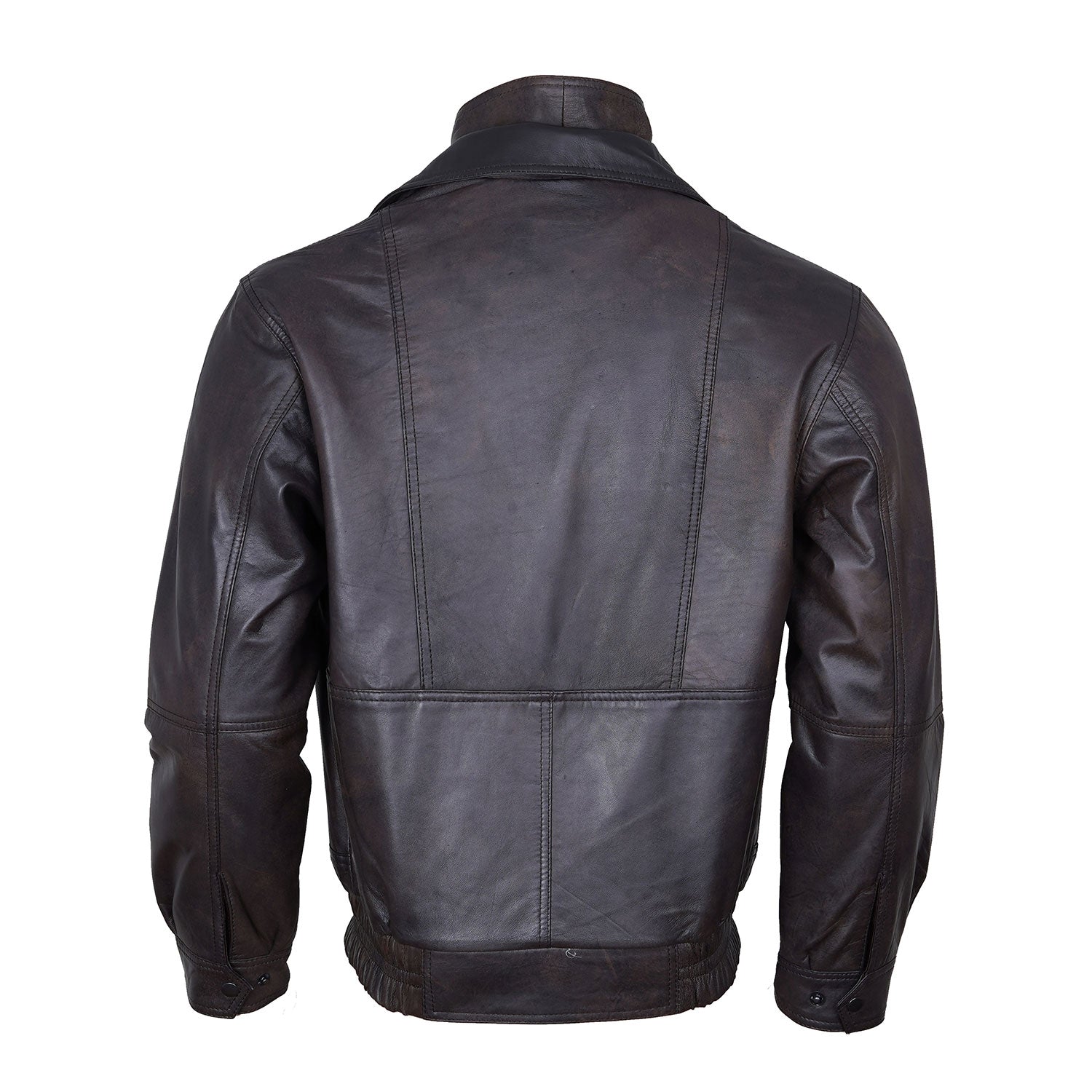 Classic Brown Leather Bomber Jacket