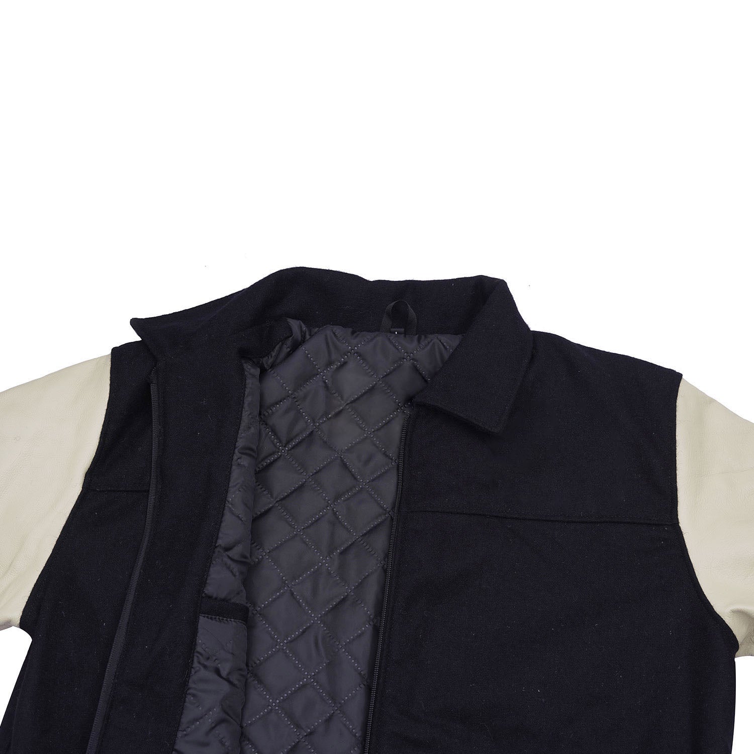 Textlie Jacket with Leather Sleeves