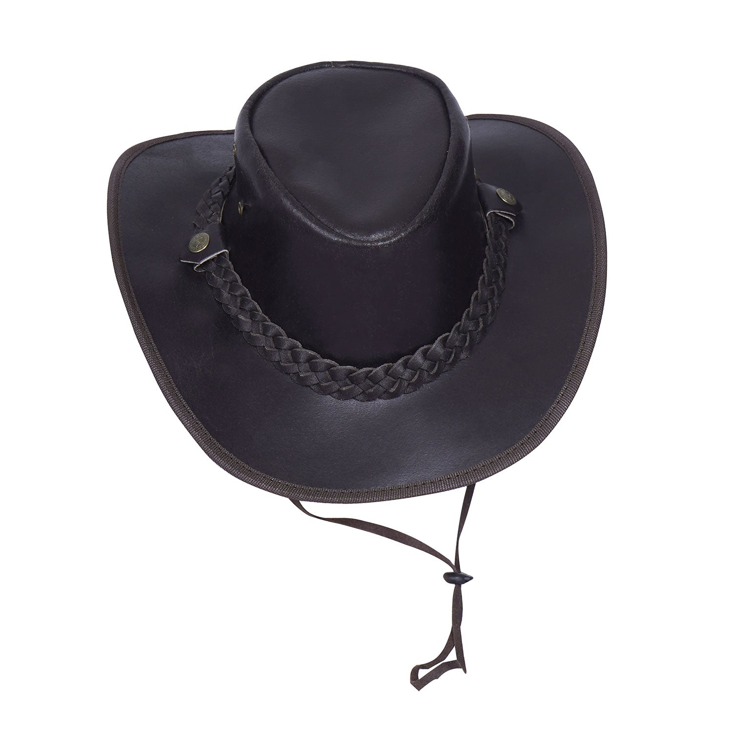 Unisex Vintage Leather Cowboy Aussie Outback Hat