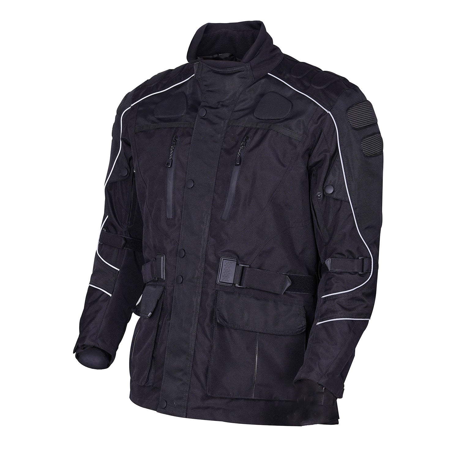 Men's Touring Black Adventure Motorcycle Jacket Long Length Armored