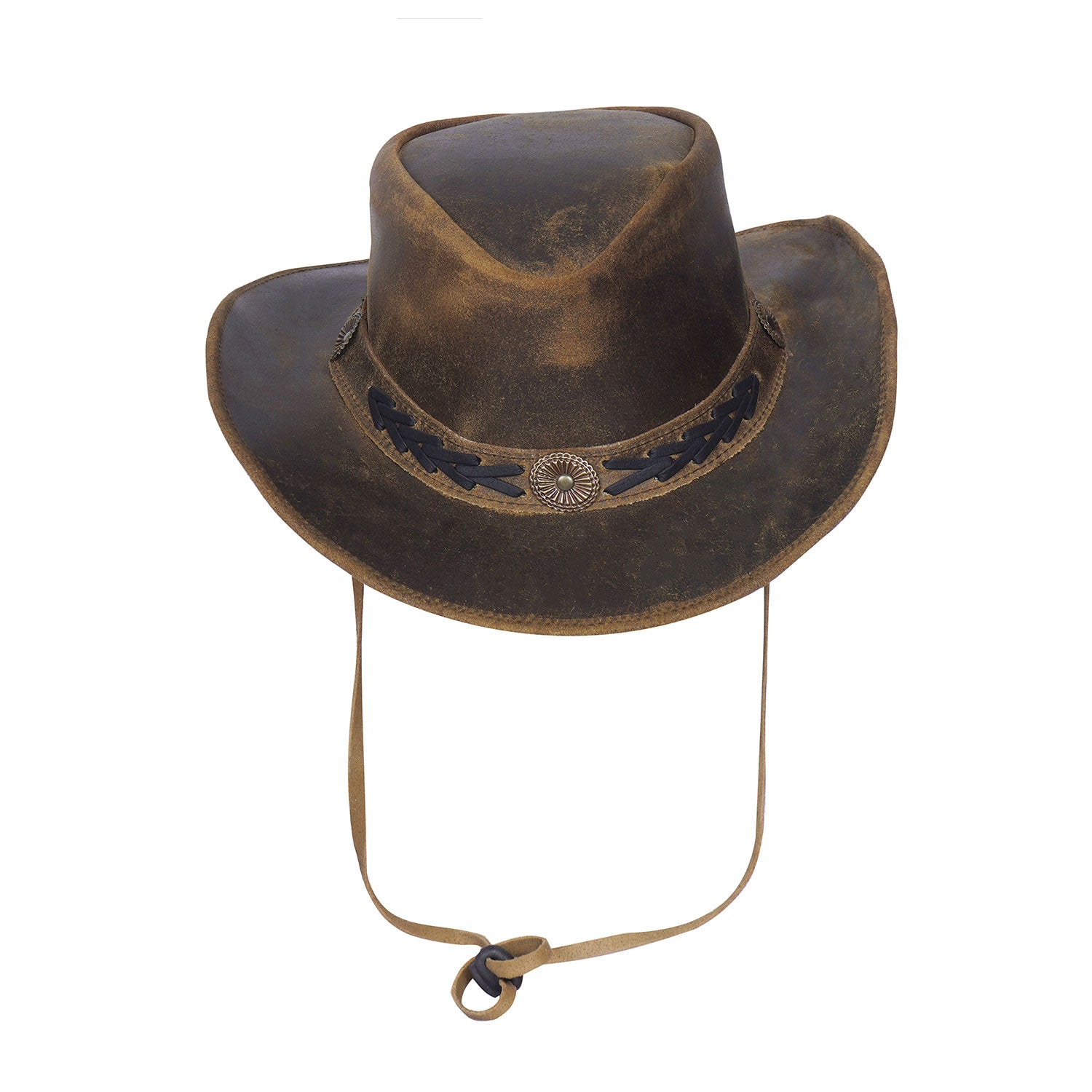 Unisex Vintage Leather Cowboy Aussie Outback Hat