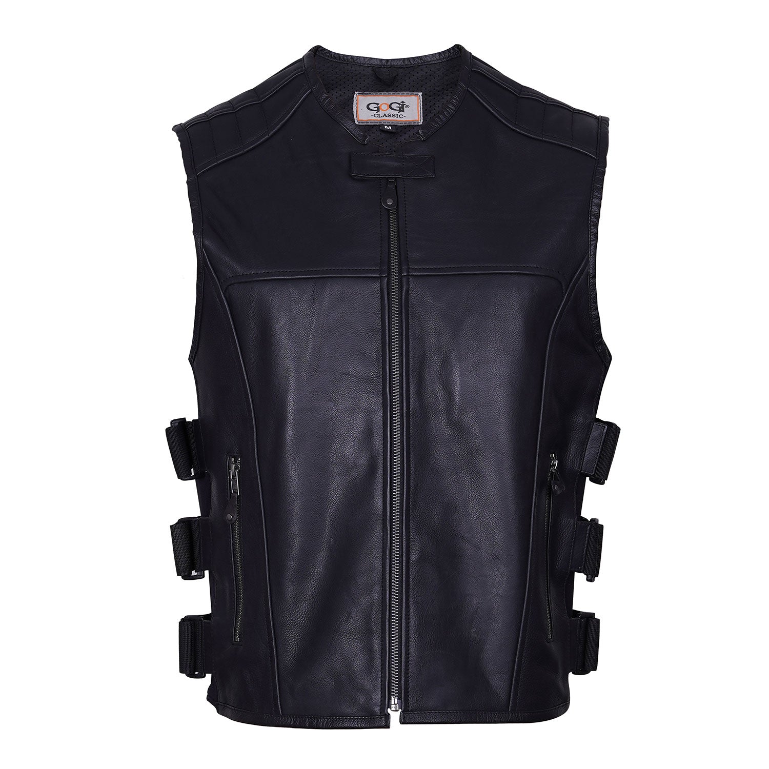Vest Swat Style Motorcycle and Fashion Leather Sleeveless
