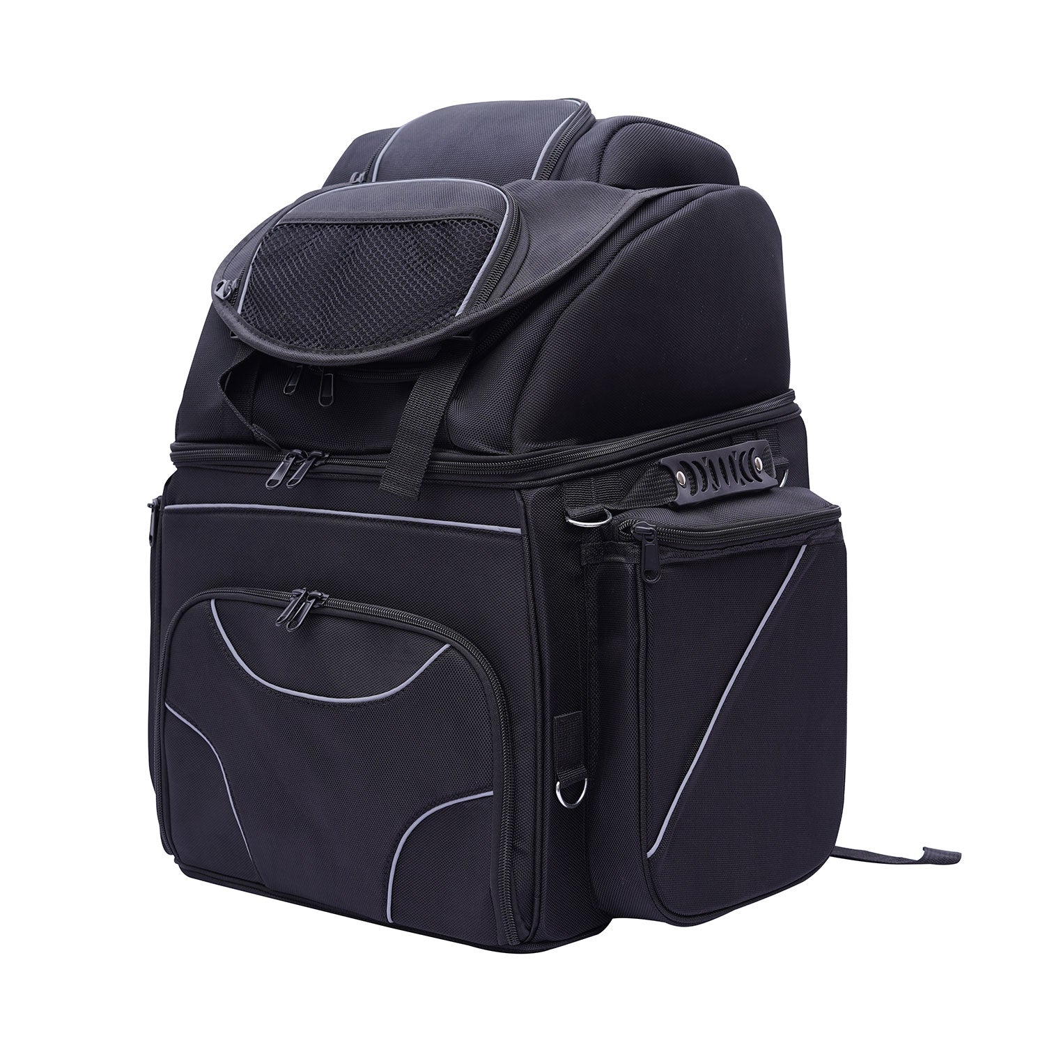 Black Motorcycle Textile 30L Backpack Tail Heat Resistant Reflector