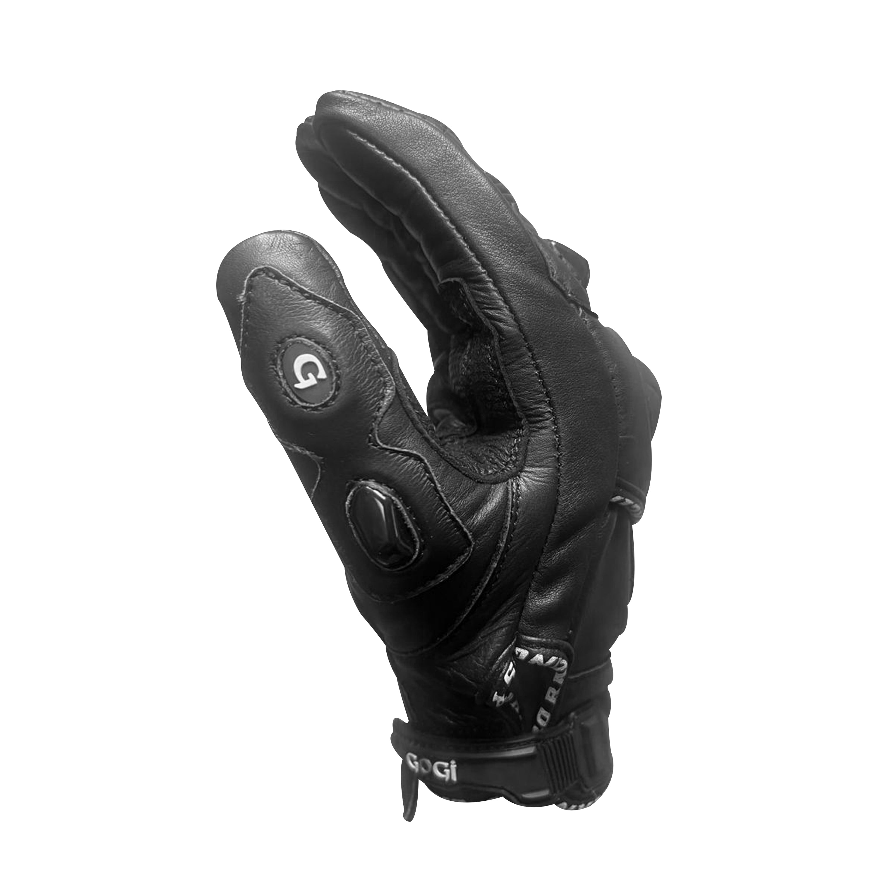 Men's Black Leather Motorcycle Gloves