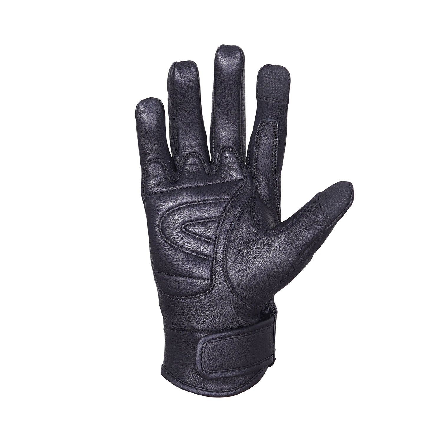 Classic Men's Black Motorcycle Leather Glove Gel Padded Biker Touchscreen *Best Seller*