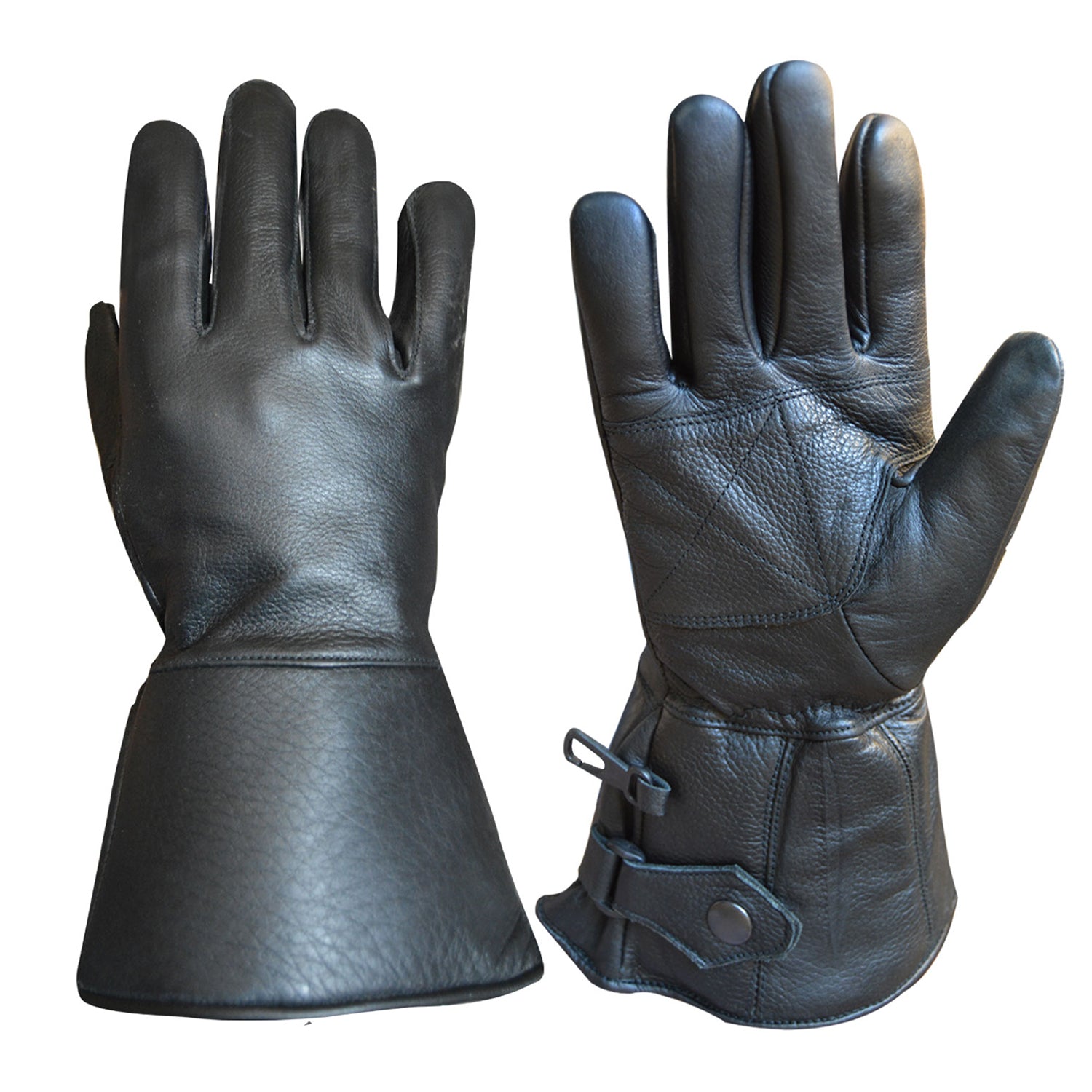 Premium Leather Motorcycle Gauntlet Gloves