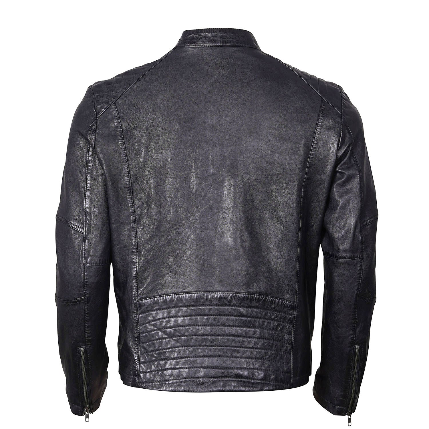 Sports men Genuine Leather Jacket Black