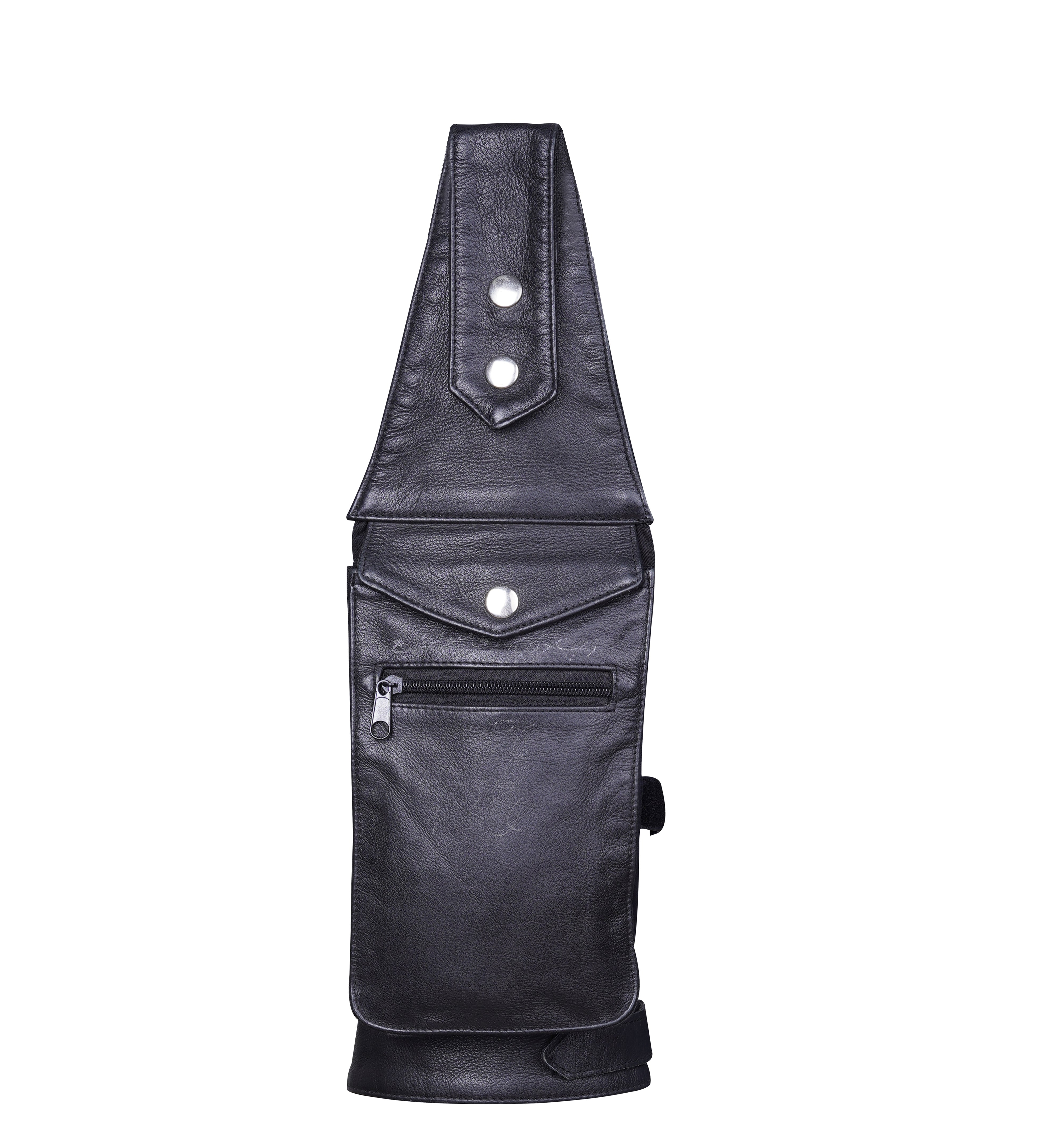 Black Leather Holster bag Utility with Zipper