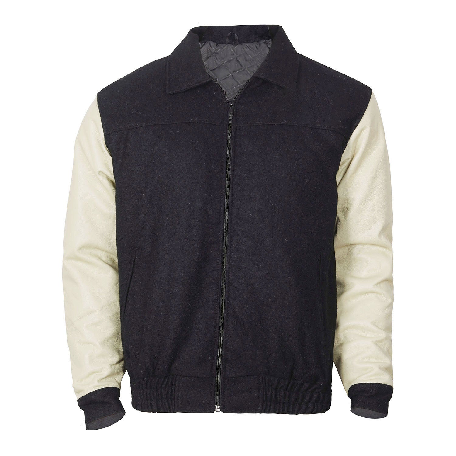 Textlie Jacket with Leather Sleeves