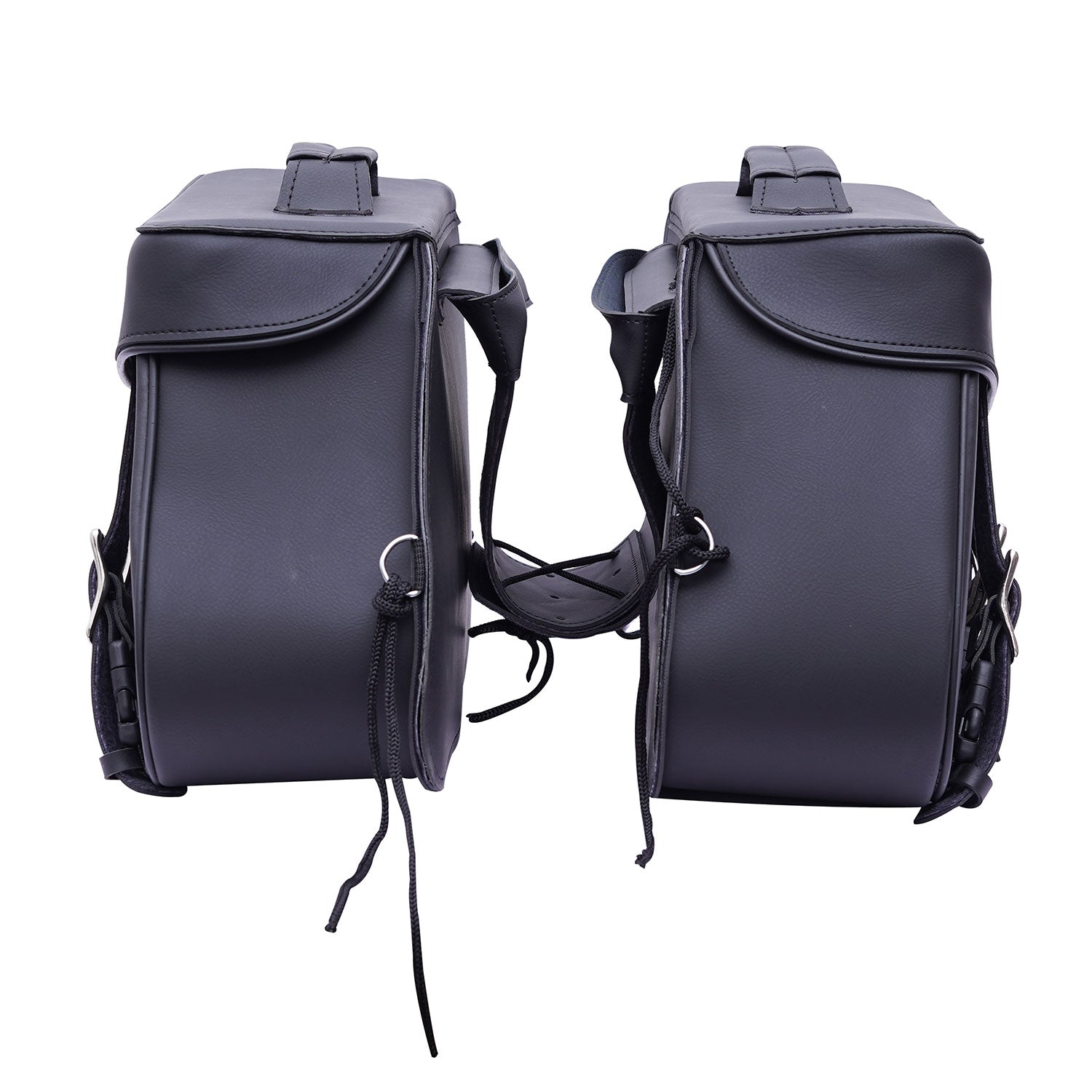 Black Motorcycle Saddle Bag PVC 3-strap 30L Heat Resistant