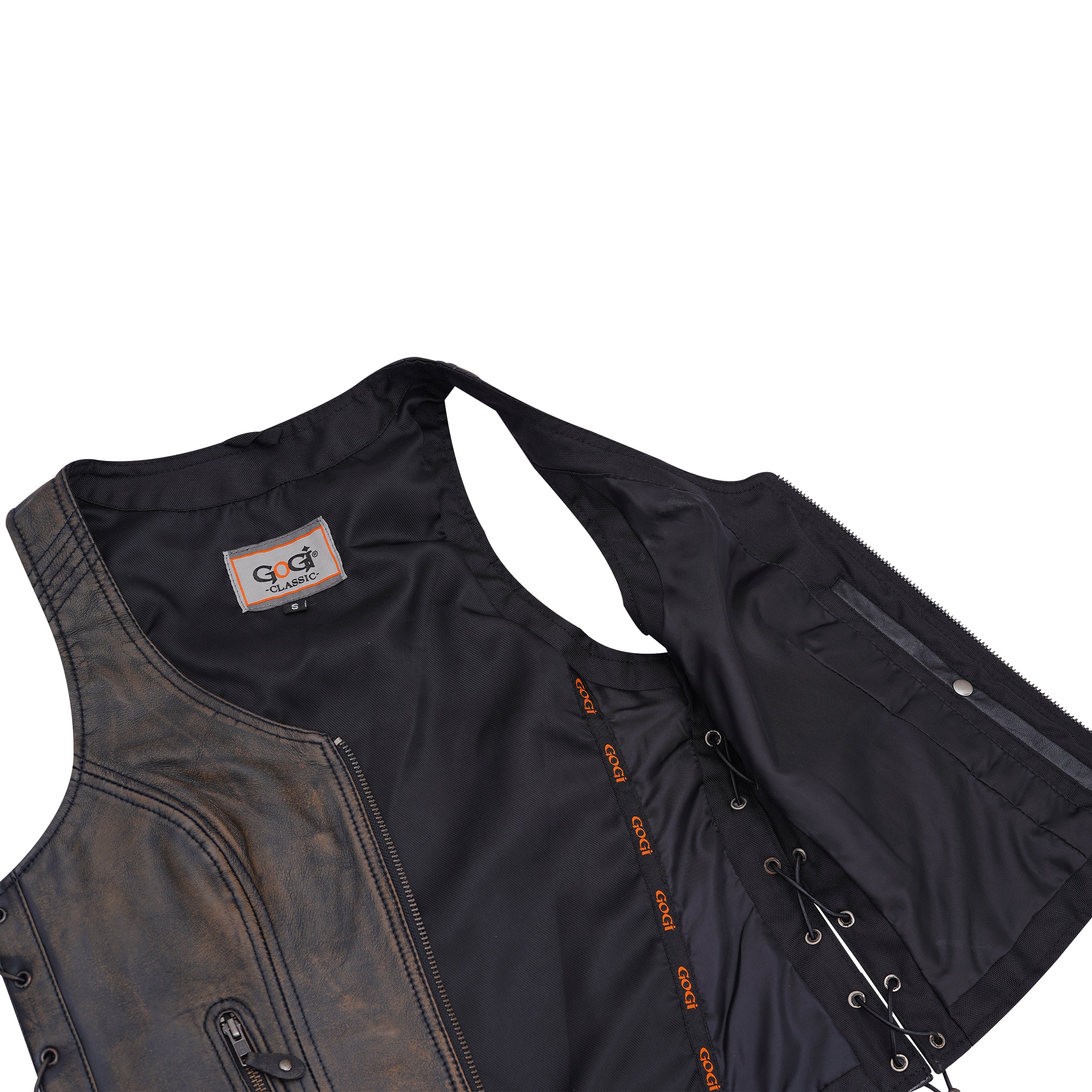 Classic Women's Distressed Brown Leather Vest with Side Lace