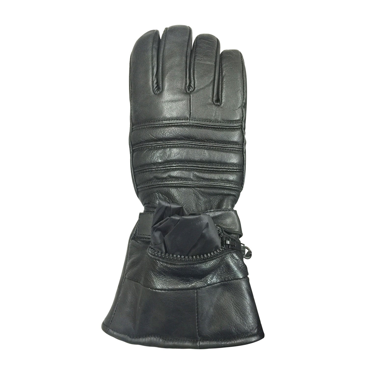 Men’s Black Leather Padded Gauntlet Gloves