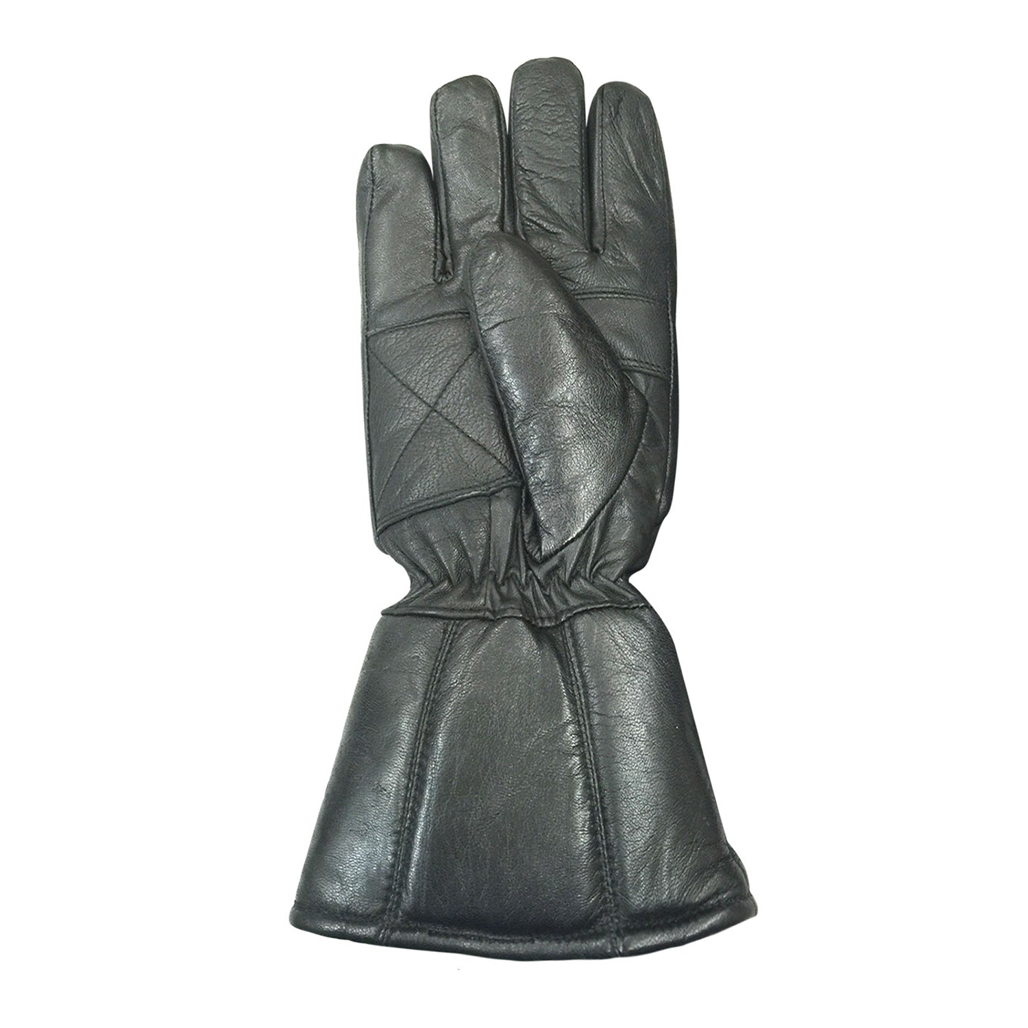 Men’s Black Leather Padded Gauntlet Gloves