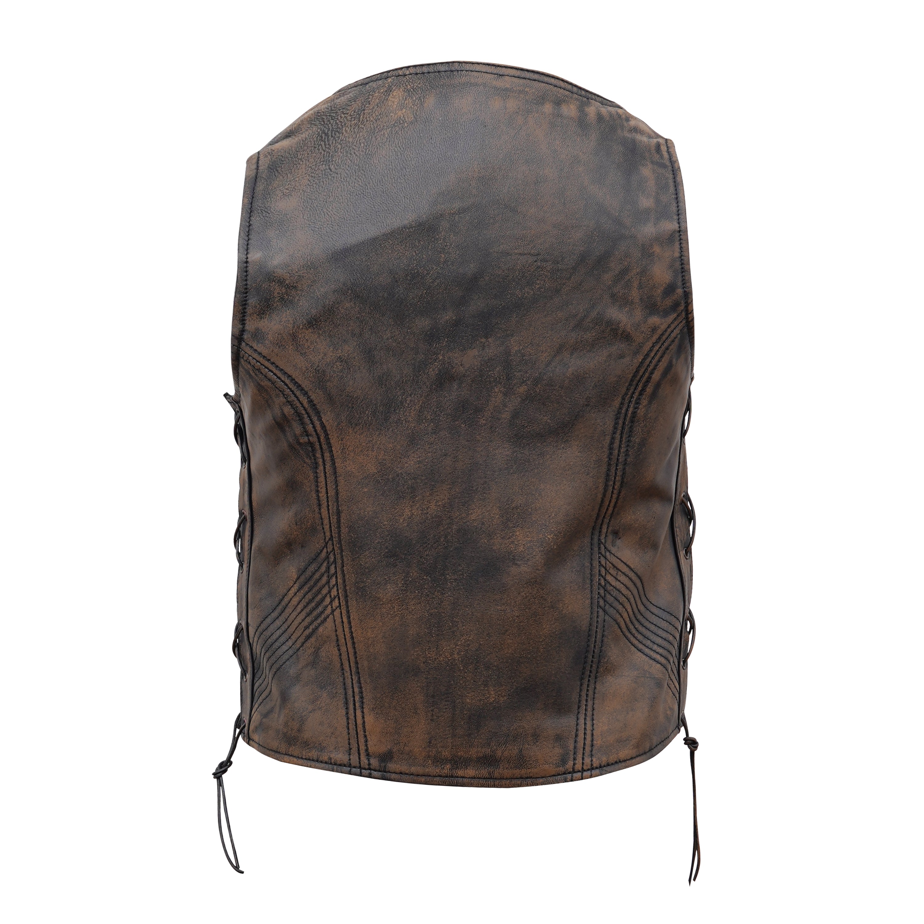Classic Women's Distressed Brown Leather Vest with Side Lace