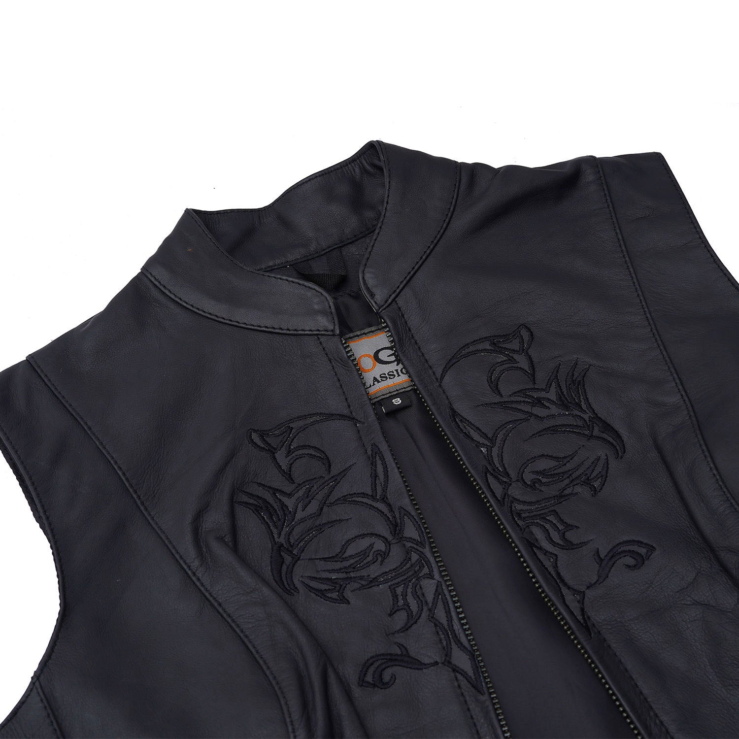 Women Sleeveless Motorcycle Leather Vest Lady Rider