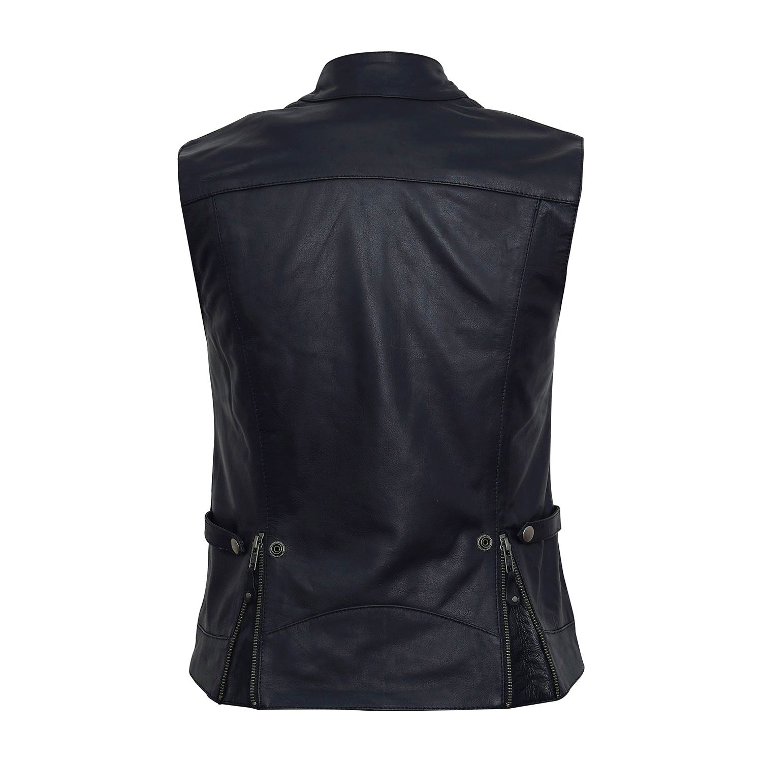 Women Sleeveless Motorcycle Leather Vest Lady Rider