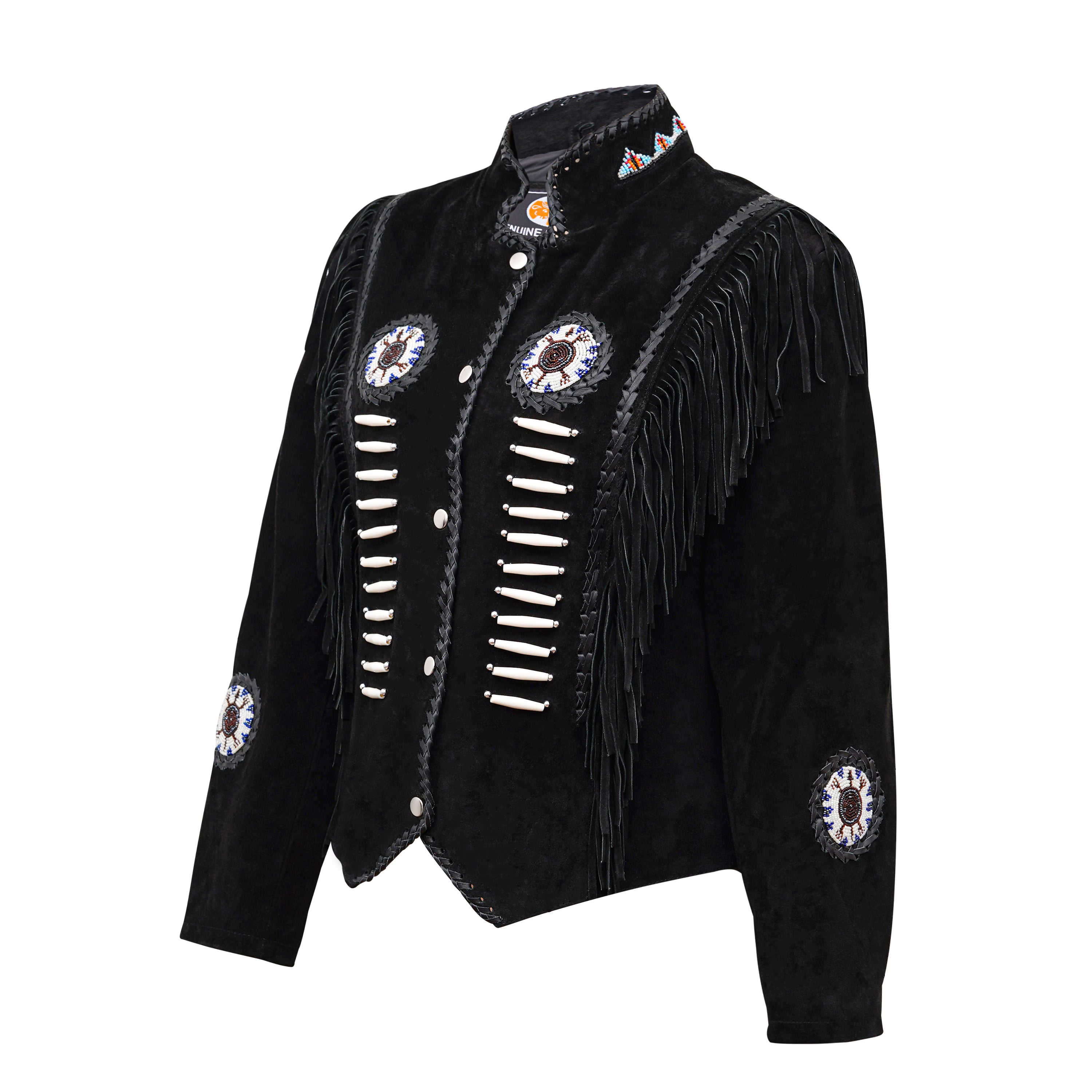 Women's Black Western Suede Fringe Jacket