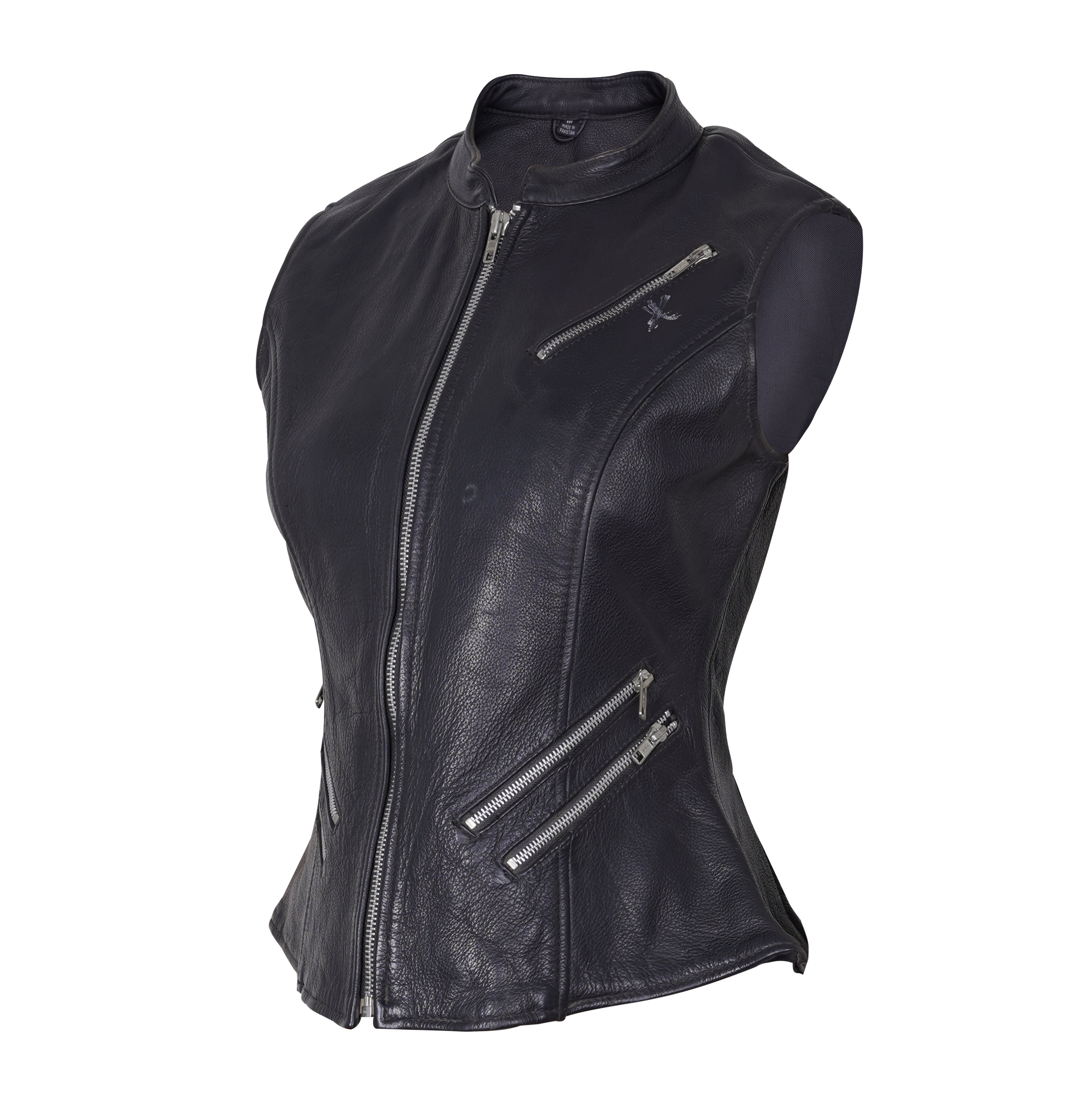 Women's Fitted Leather Motorcycle Vest