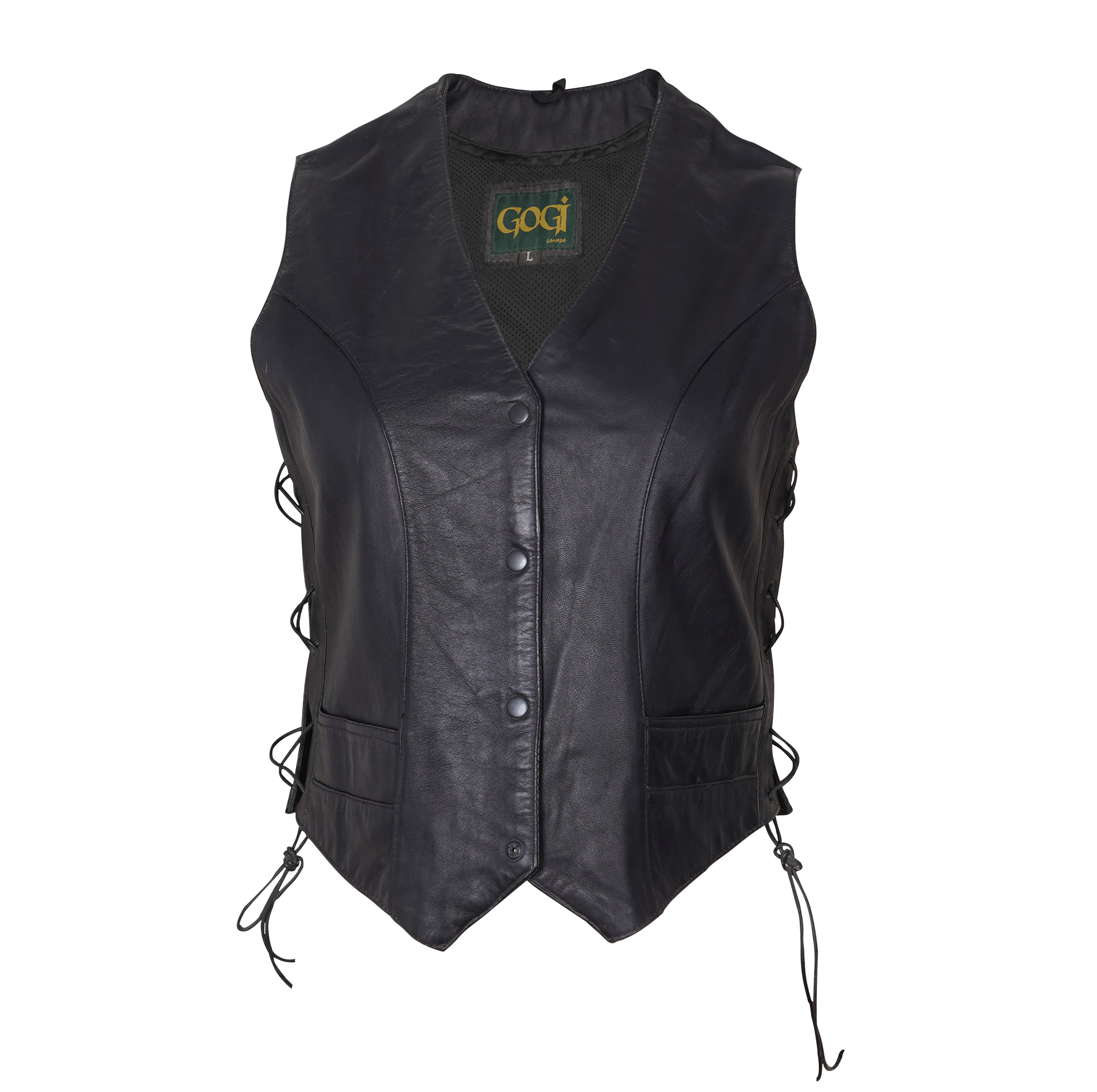 Ladies Black Leather Biker Vest