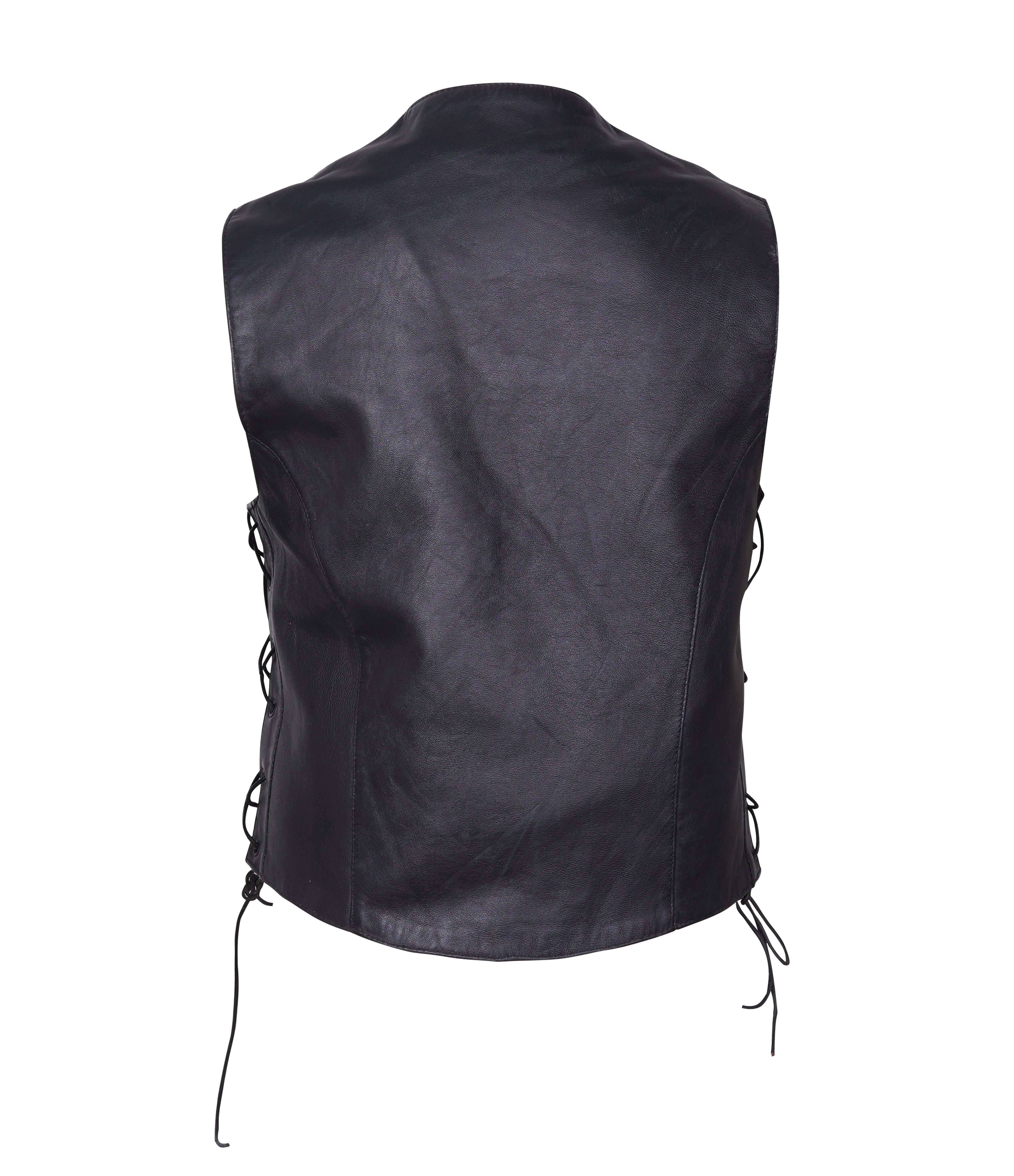 Ladies Black Leather Biker Vest