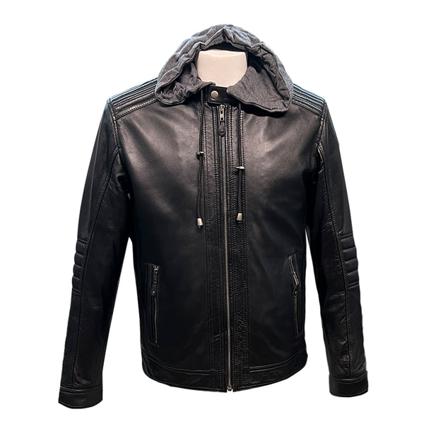 Black Hooded Jacket Leather – Gogi Leather