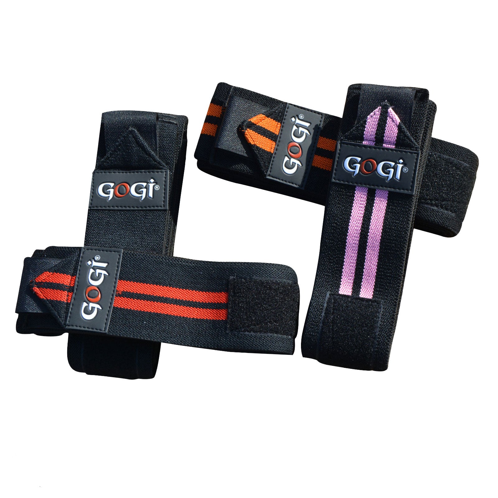 GOGI Wrist Wraps – Black with Orange Stripes