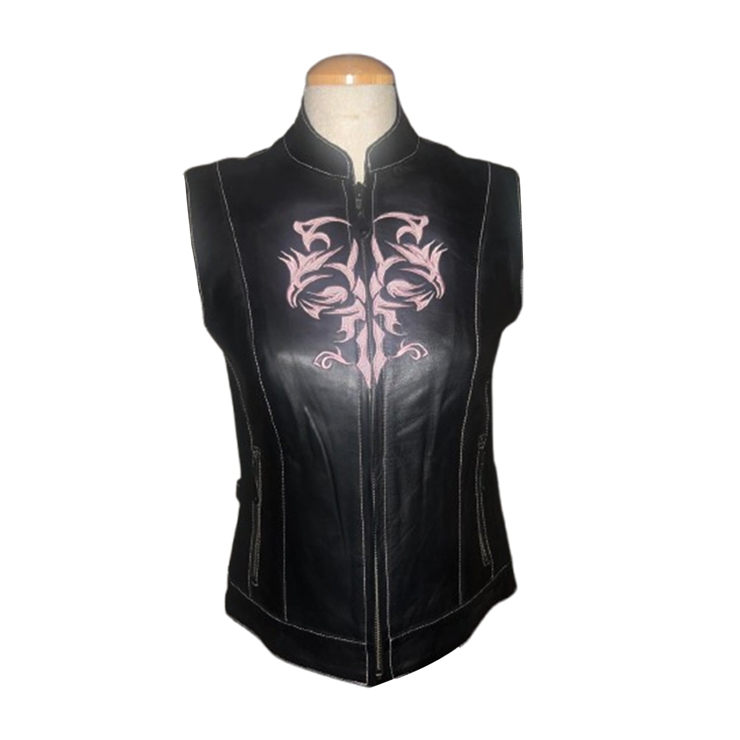 Women Sleeveless Motorcycle Leather Vest Lady Rider