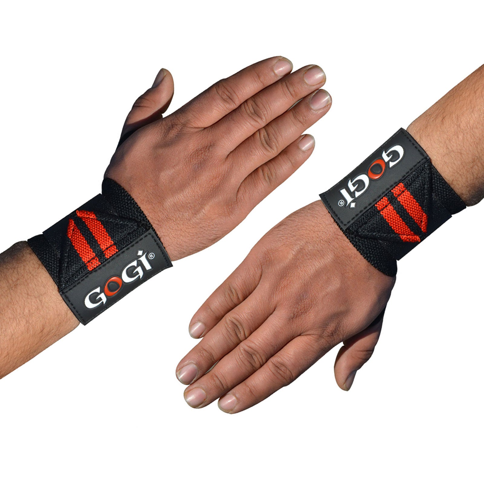 GOGI Wrist Wraps – Black with Orange Stripes