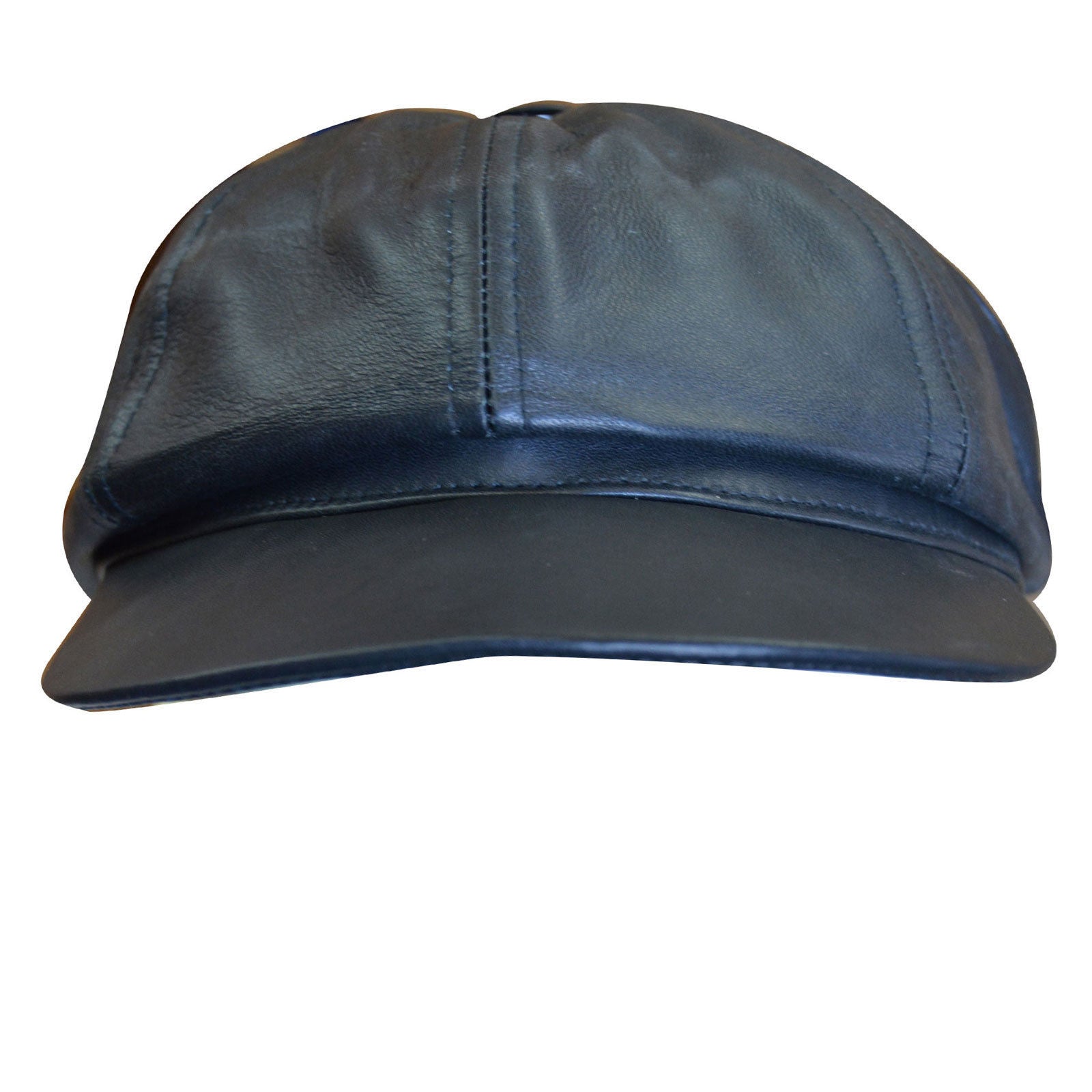 Vintage Black Leather Newsboy Cap