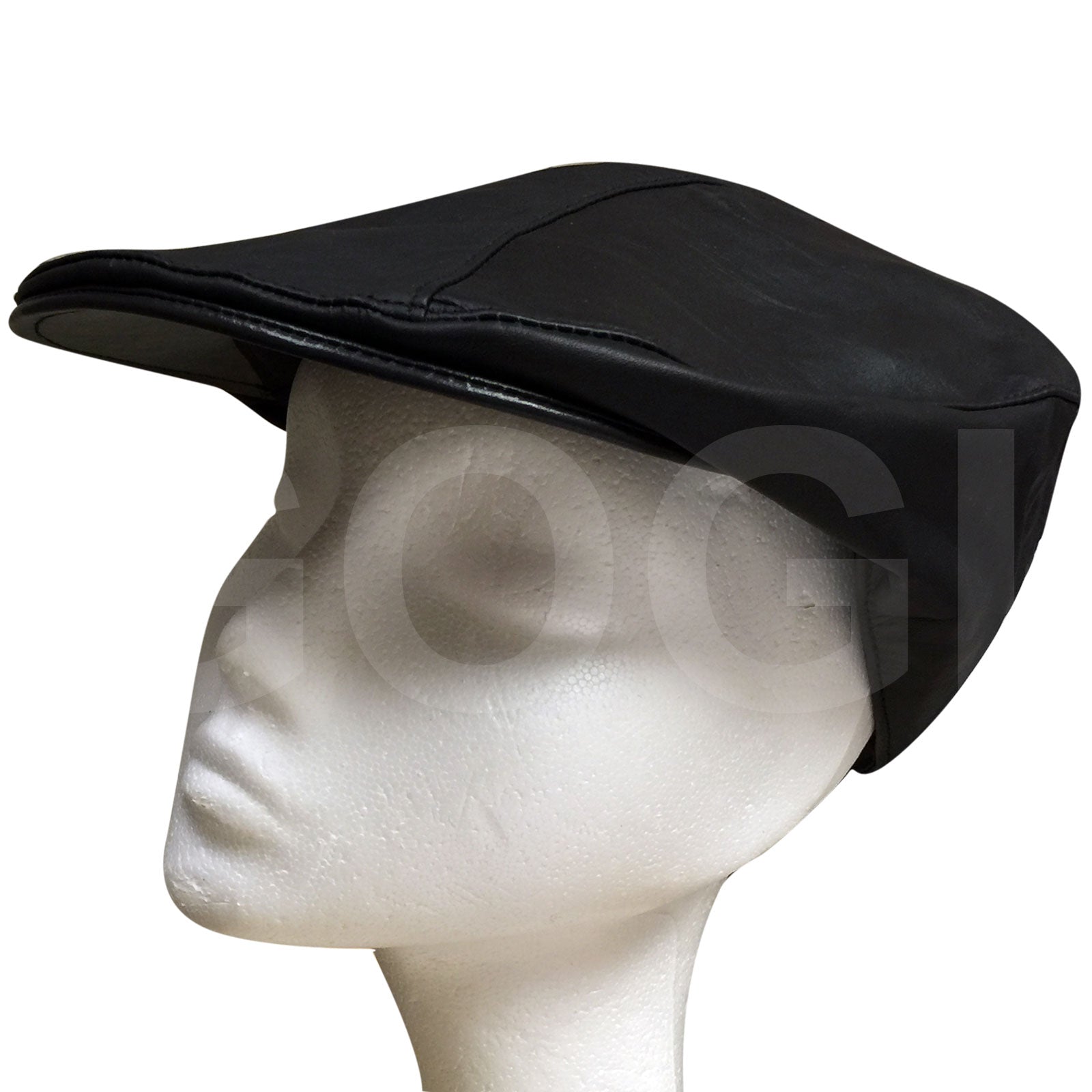 Classic Black Leather Flat Cap