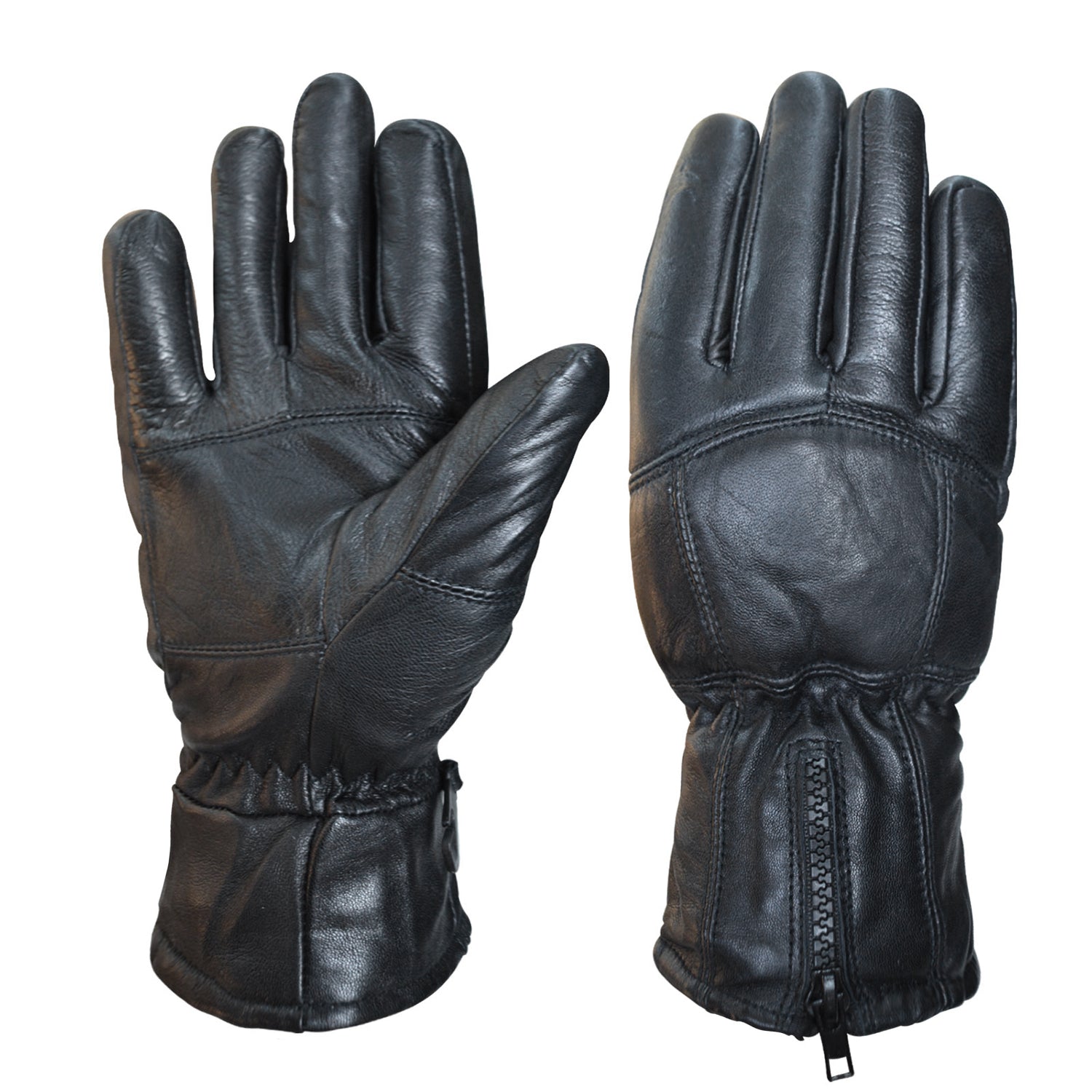 Black Leather Winter Gloves