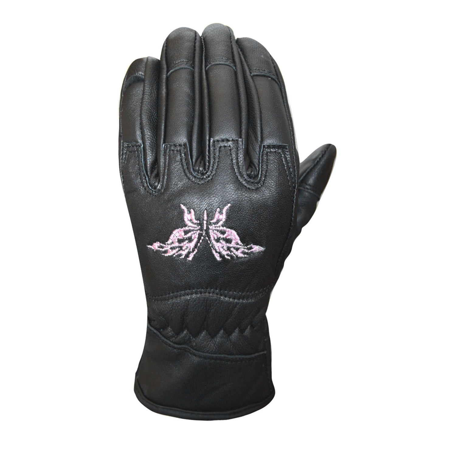 Women’s Black Leather Butterfly Gloves