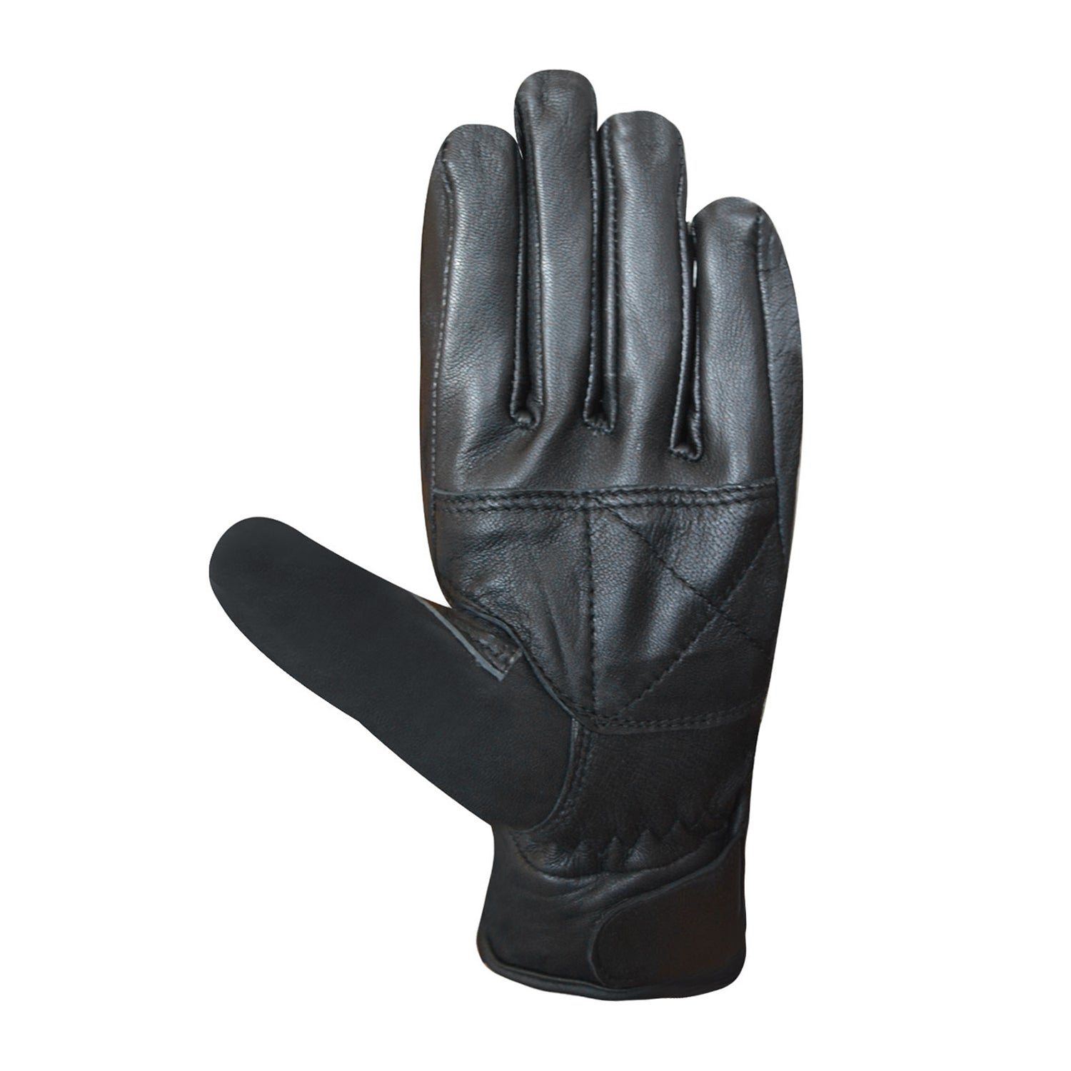 Women’s Black Leather Gloves with Black Butterfly Embroidery