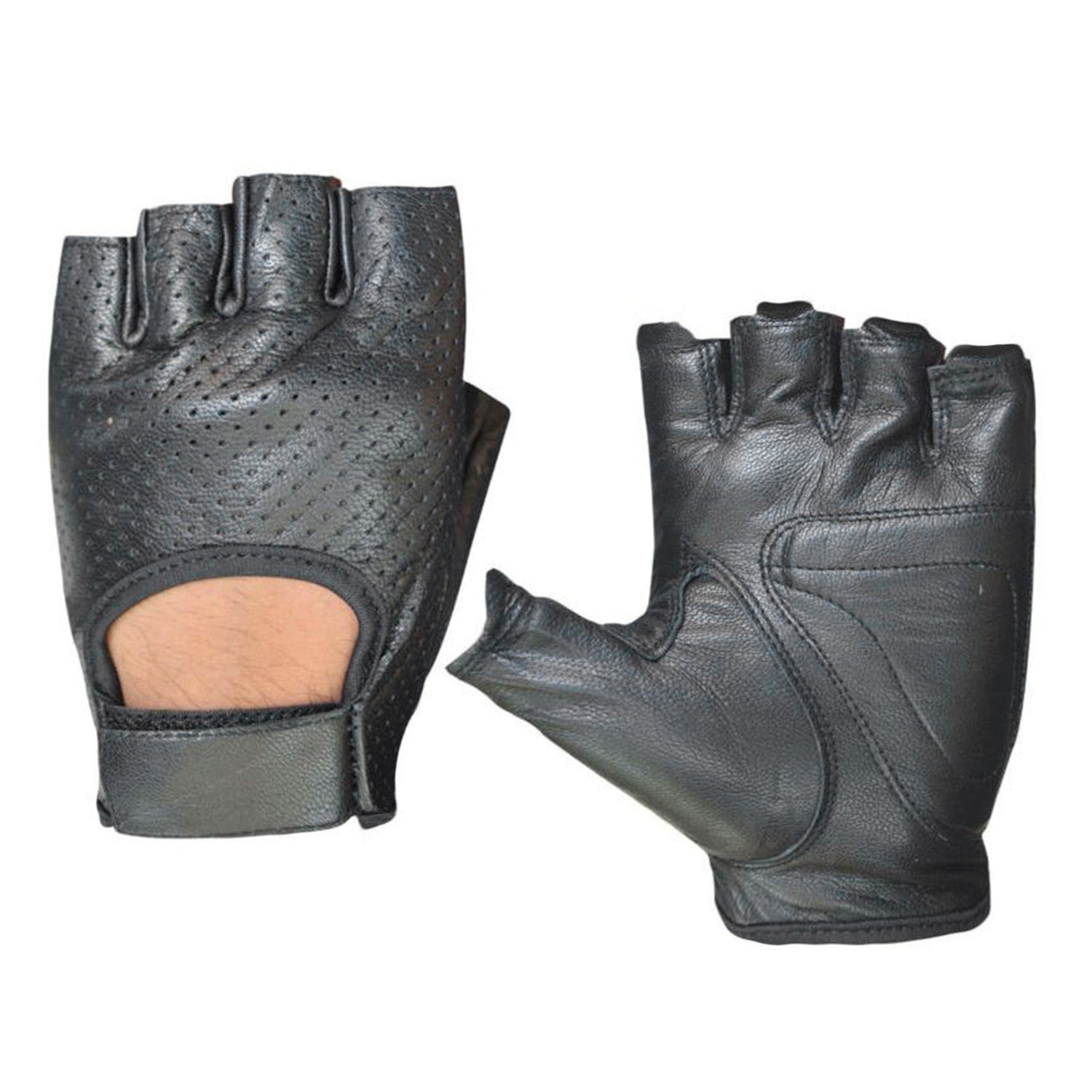 Fingerless Leather Motorcycle Gloves