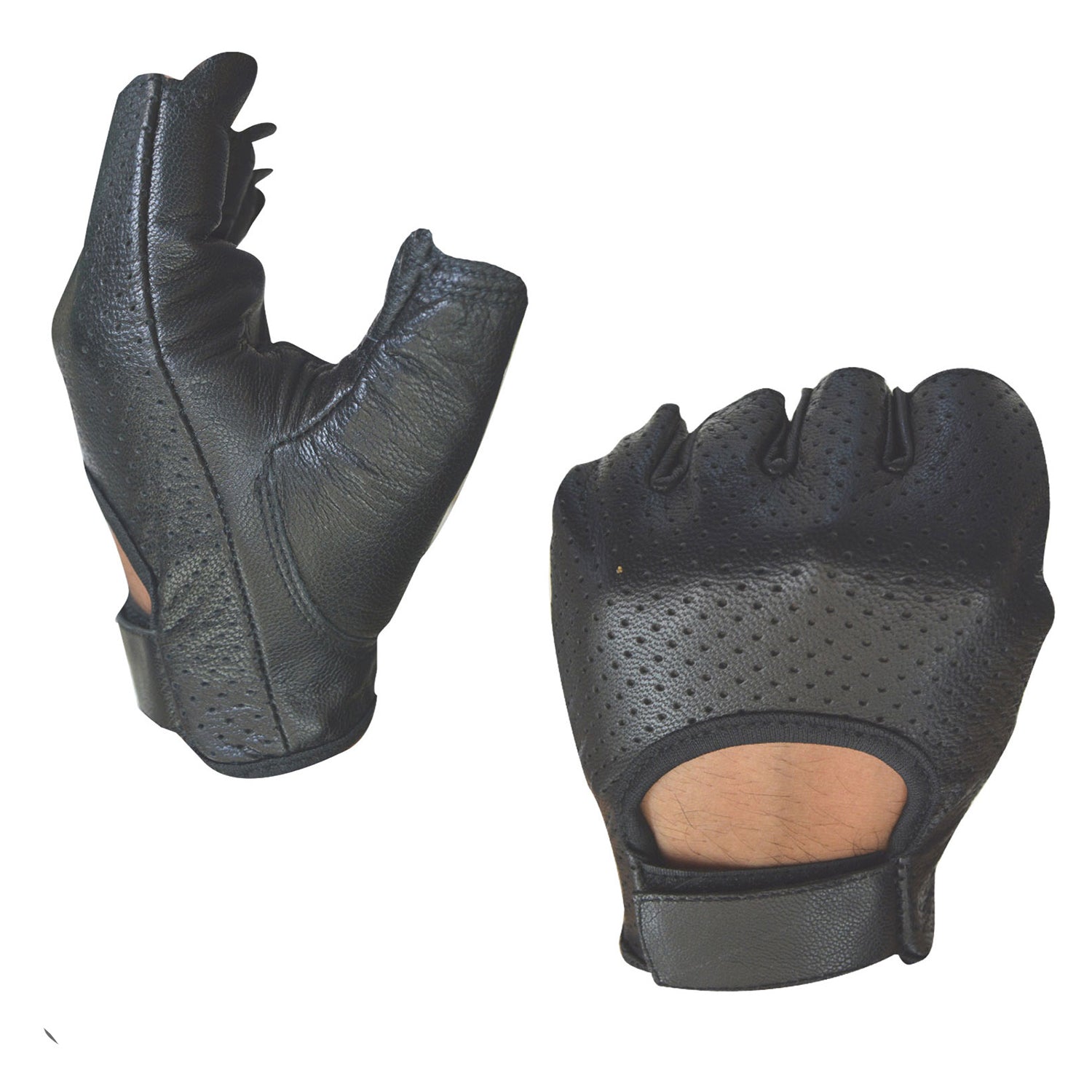 Fingerless Leather Motorcycle Gloves